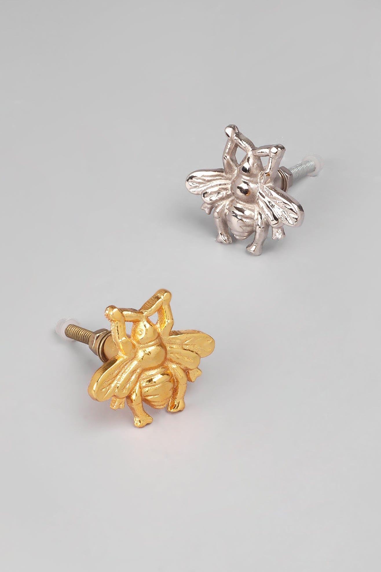 Handcrafted Queen Bee Gold & Silver Cabinet Knob Elegant Drawer Handle - G Decor