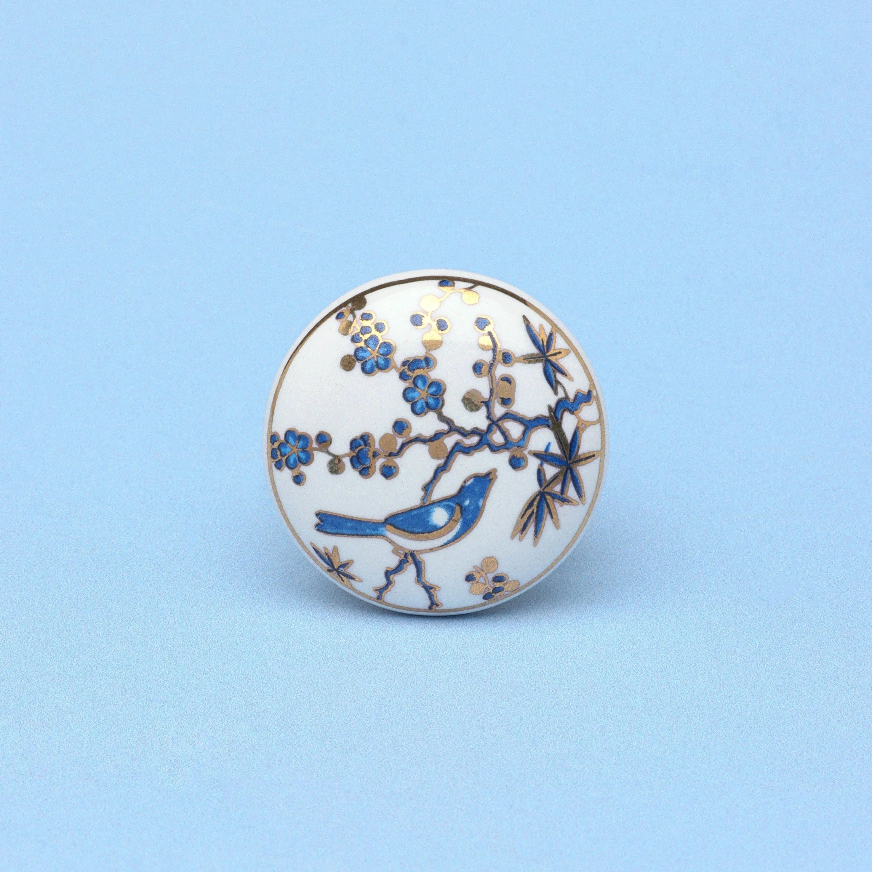 Handcrafted Singing Pink & Blue Birds Ceramic Door Knobs - G Decor