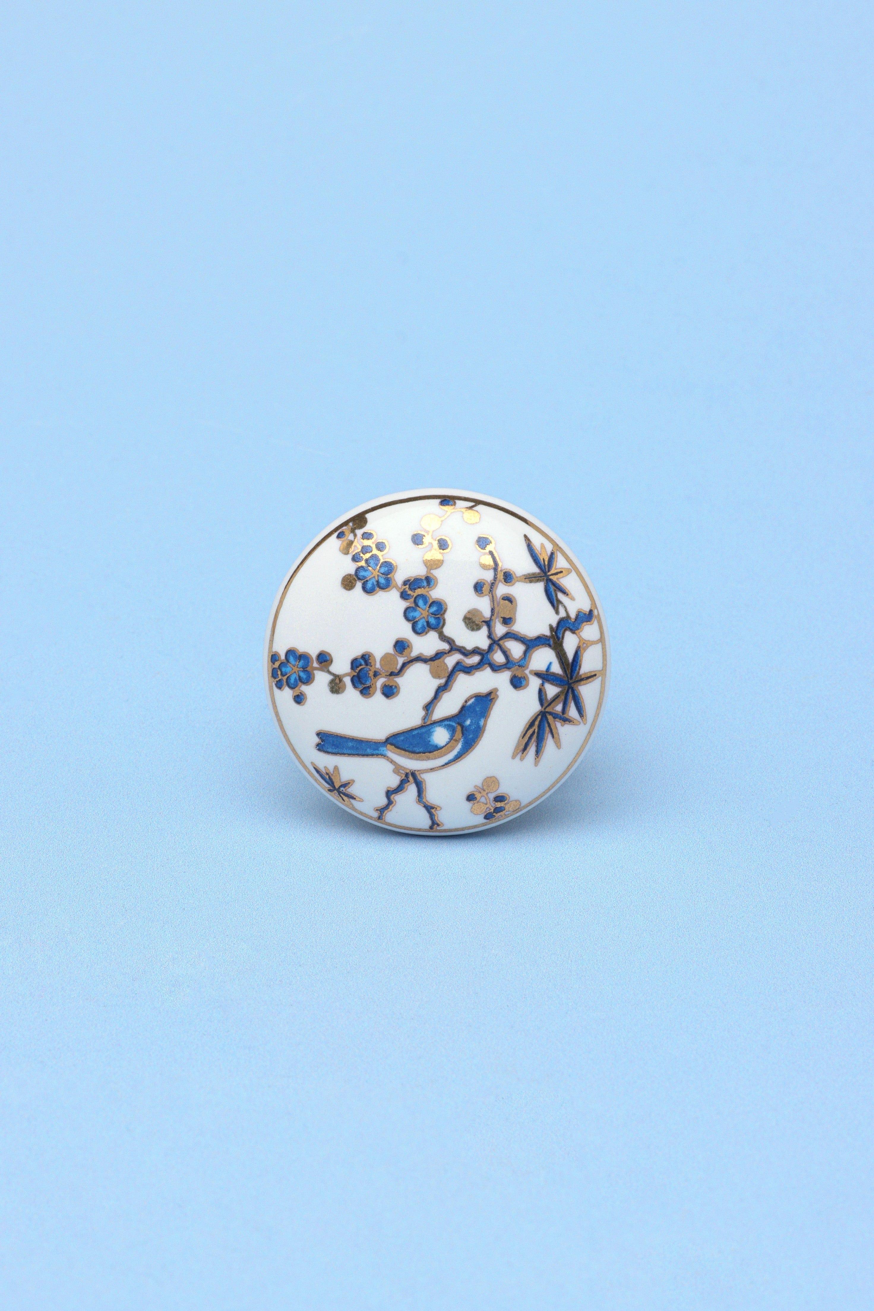 Handcrafted Singing Pink & Blue Birds Ceramic Door Knobs - G Decor