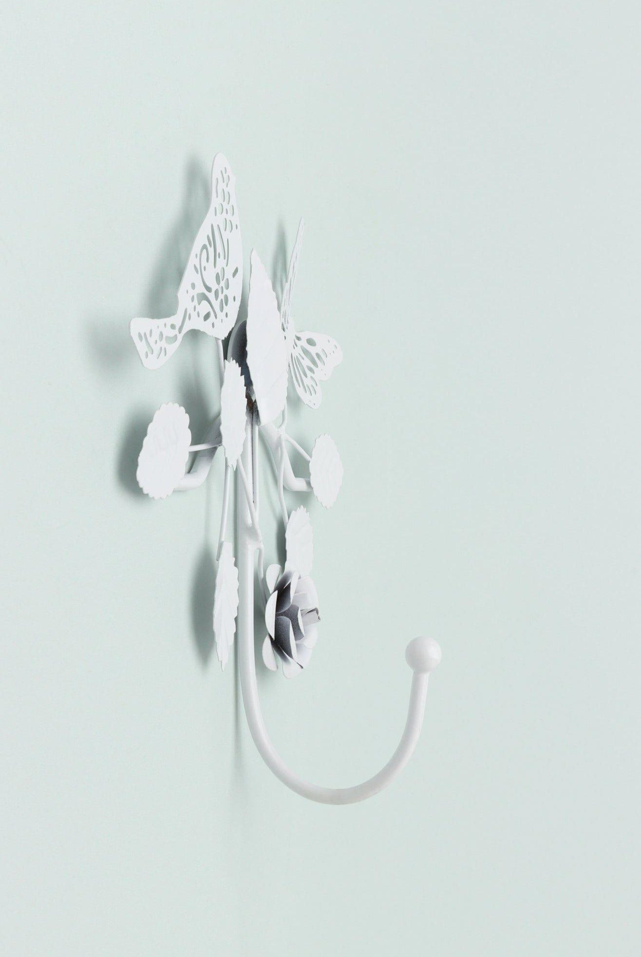 Handcrafted Sturdy White Iron Wall Hook Country Garden Nature-Inspired Style - G Decor