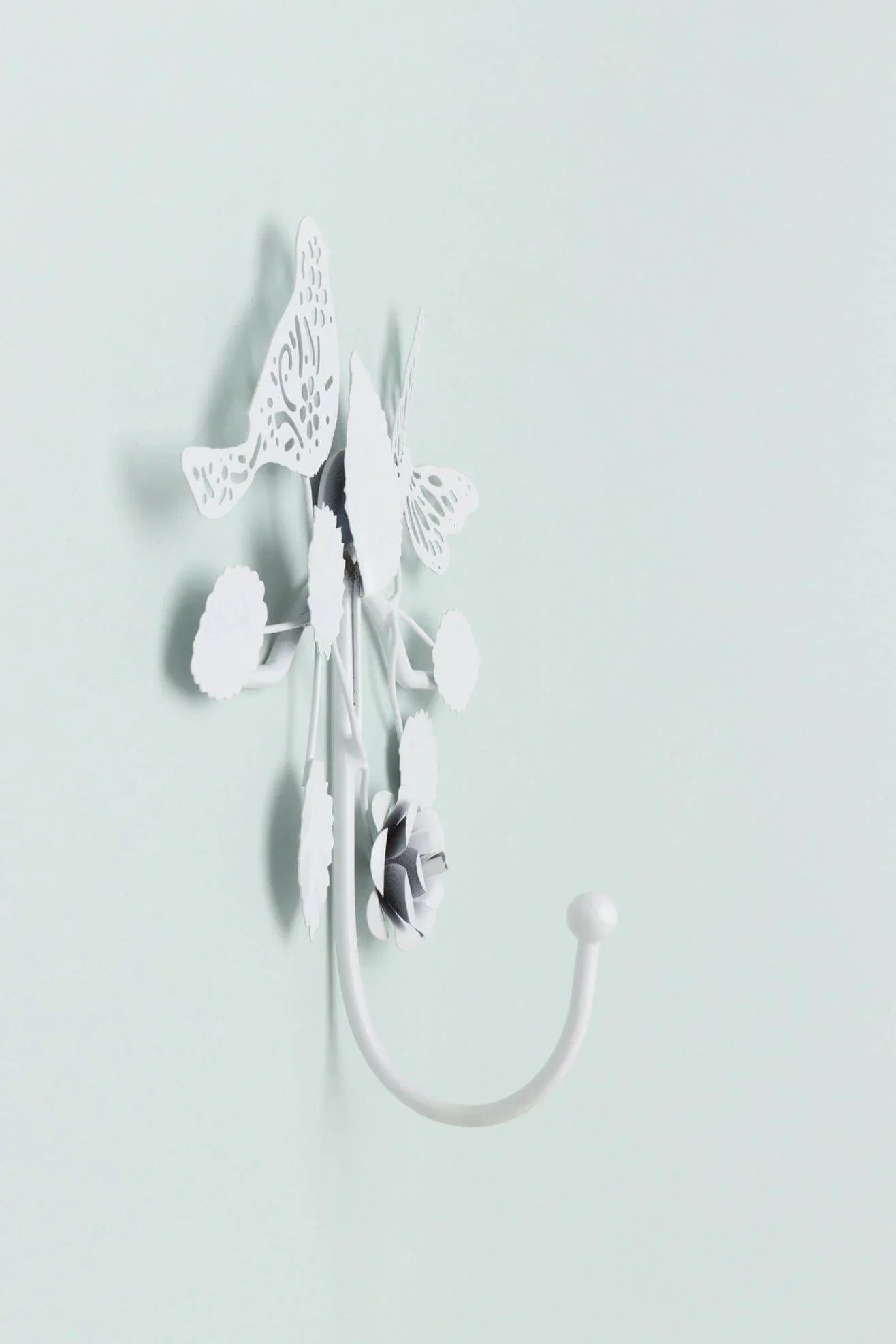 White Iron Country Garden Wall Hook — close-up view, G Decor