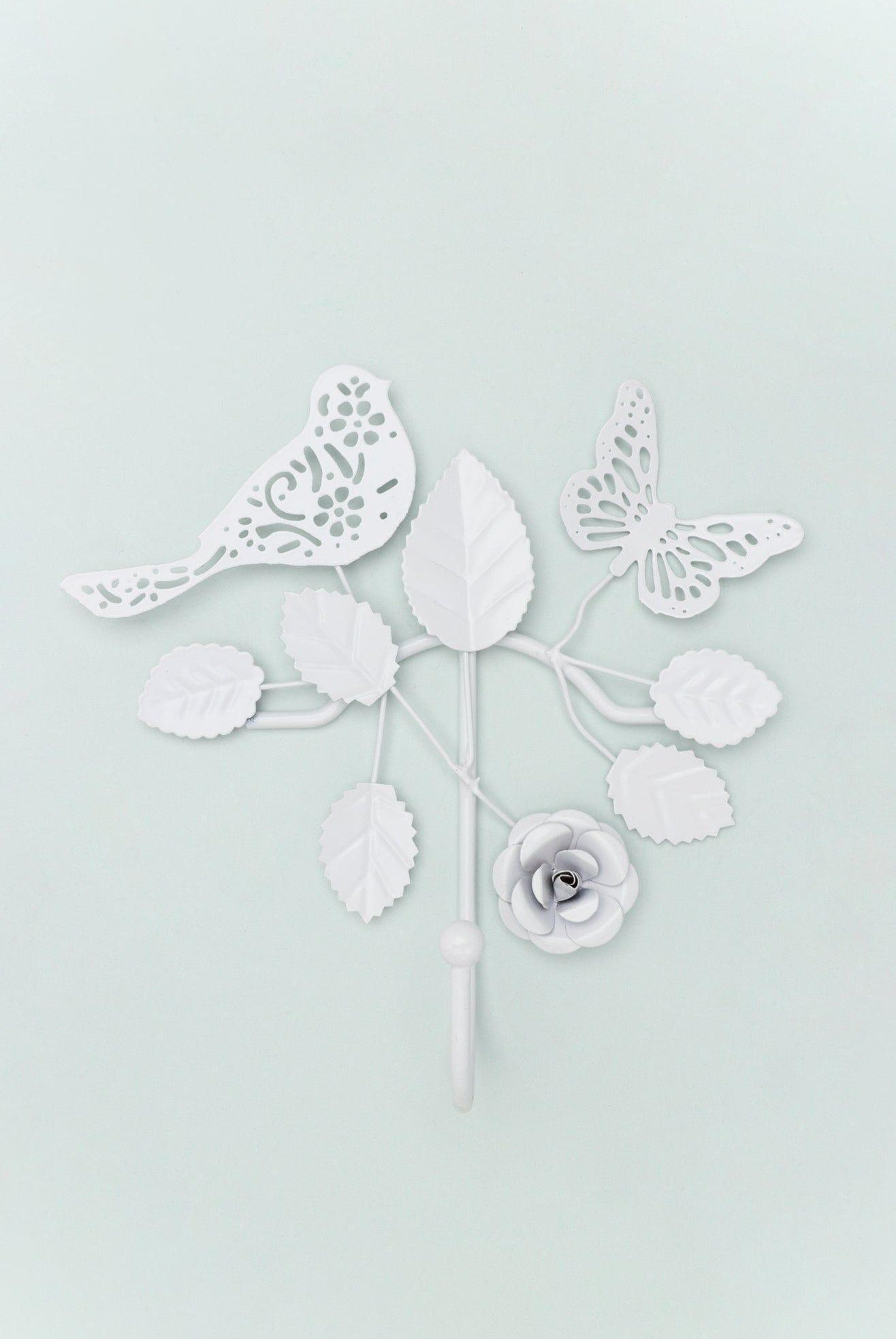 Handcrafted Sturdy White Iron Wall Hook Country Garden Nature-Inspired Style - G Decor
