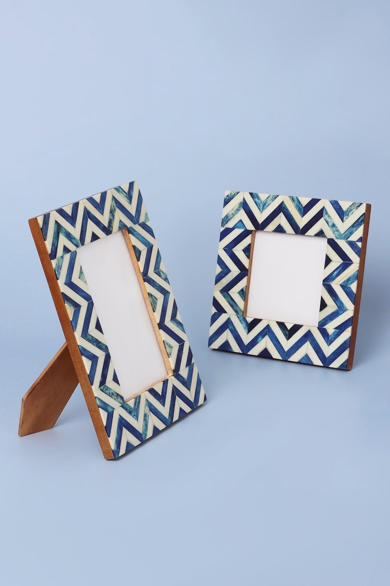 Handmade Blue Wave Stylish Photo Frames Decorative Chevron Picture Frame - G Decor