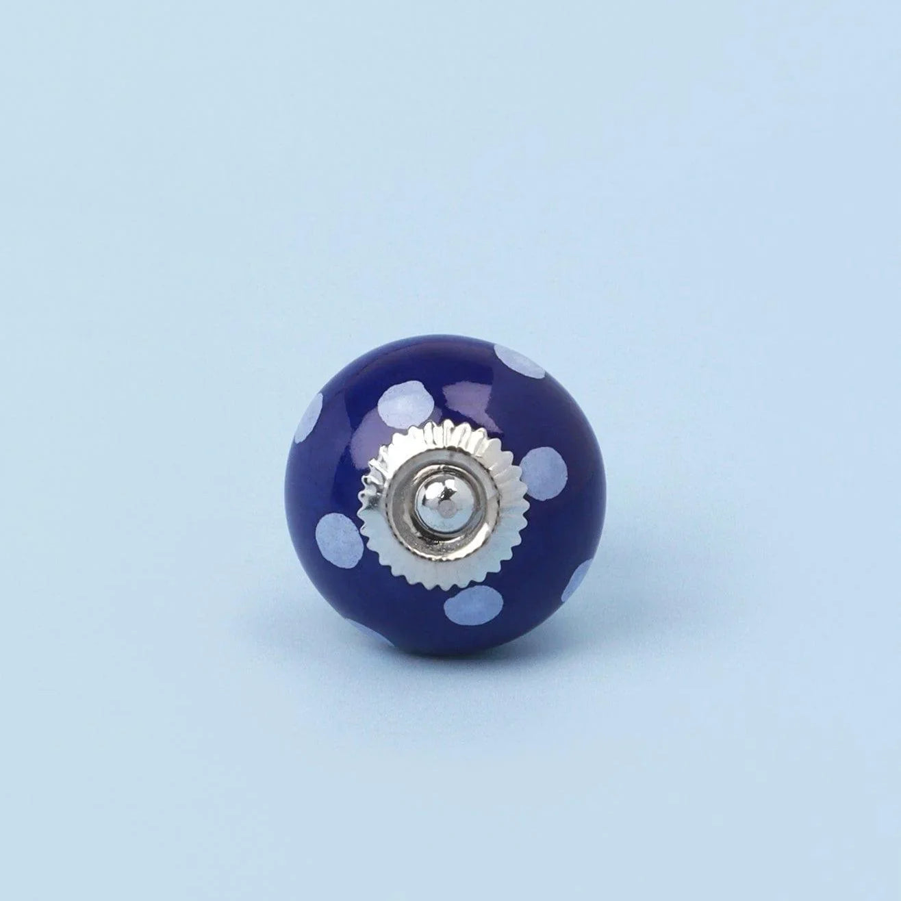 Handmade Hand-Painted Polka Dot Ceramic Door Knob In Dark Green and Dark Blue - G Decor