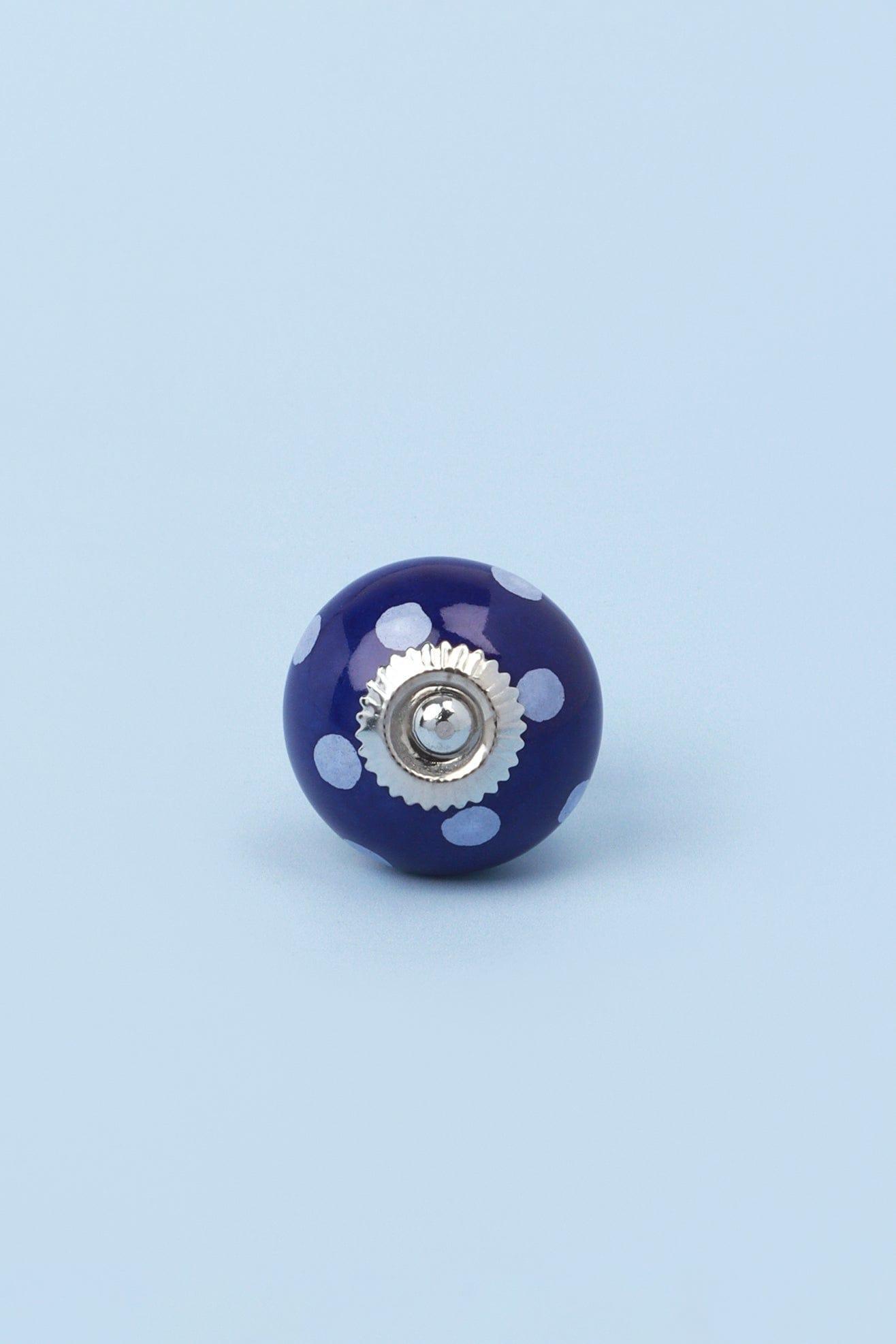 Handmade Hand-Painted Polka Dot Ceramic Door Knob In Dark Green and Dark Blue - G Decor