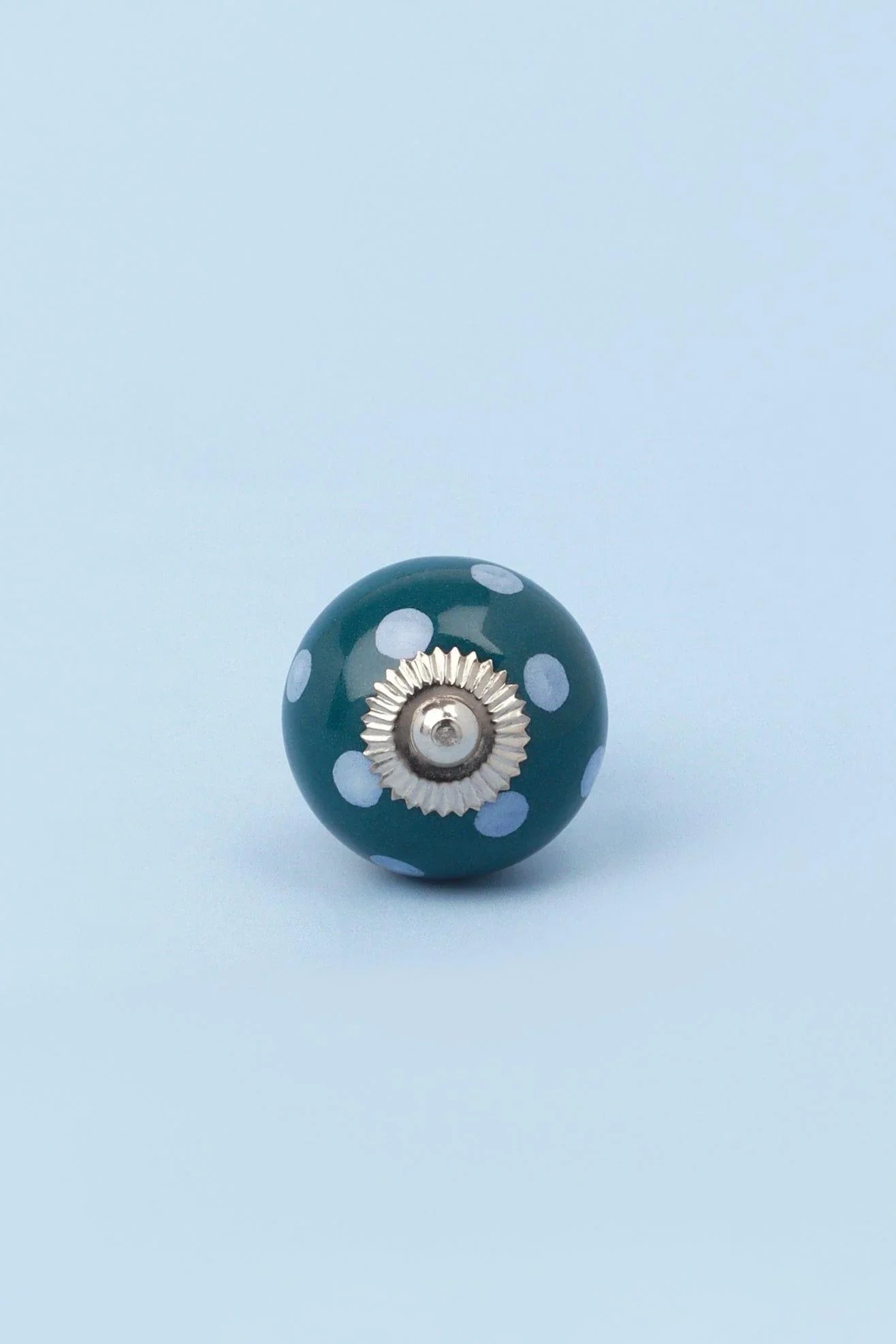 Polka Dot Ceramic Cabinet Knob in Dark Green and Dark Blue — alternate view, G Decor