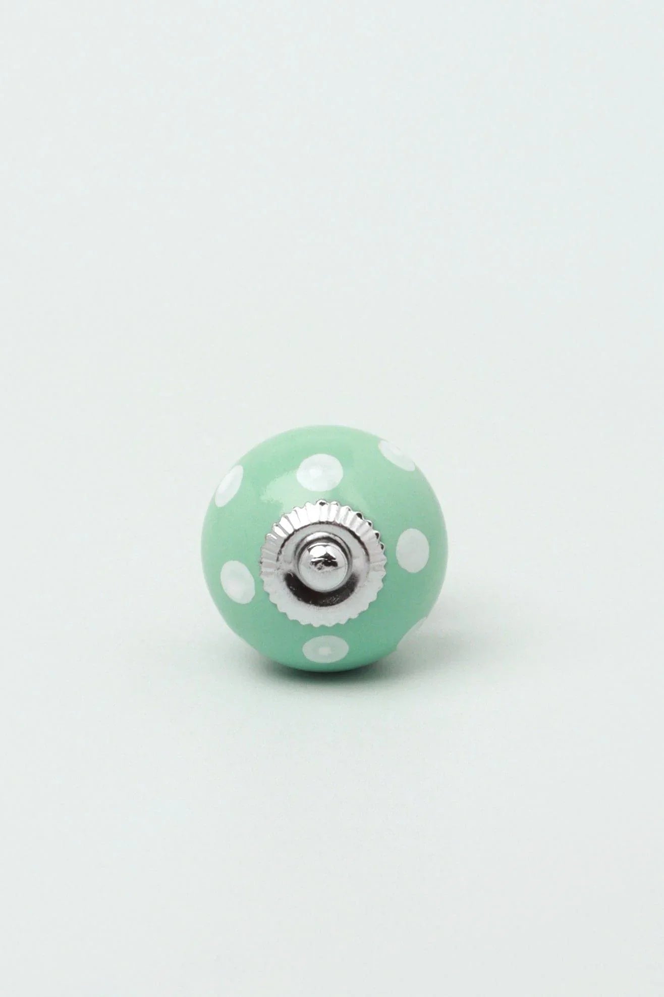 Polka Dot Ceramic Cabinet Knob in Mint and Dark Grey — alternate view, G Decor