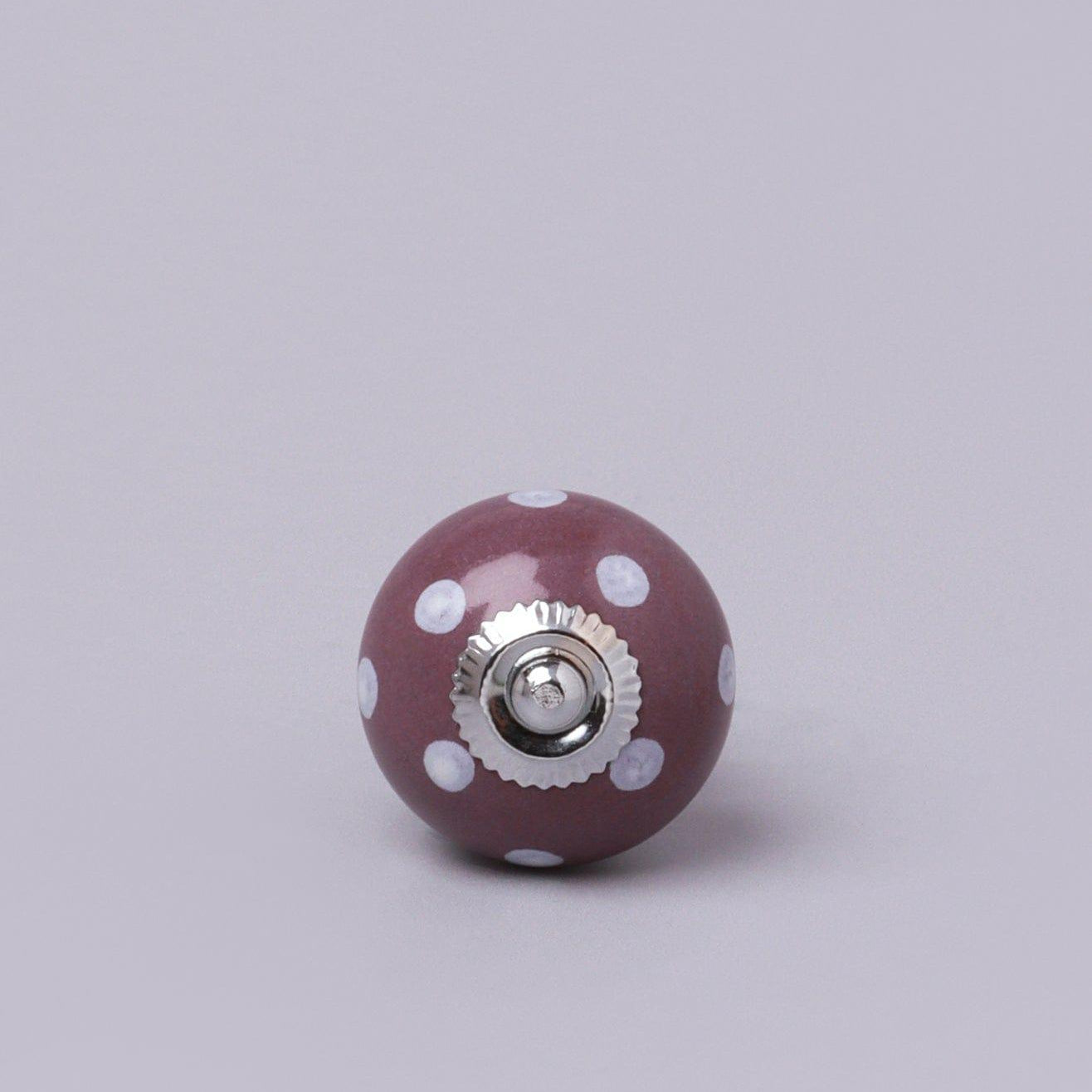 Handmade Hand-Painted Polka Dot Ceramic Door Knob In Purple And Dark Grey - G Decor