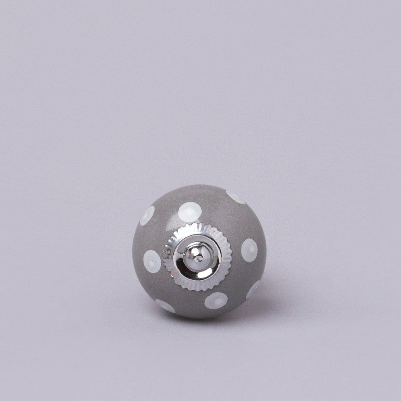 Handmade Hand-Painted Polka Dot Ceramic Door Knob In Purple And Dark Grey - G Decor