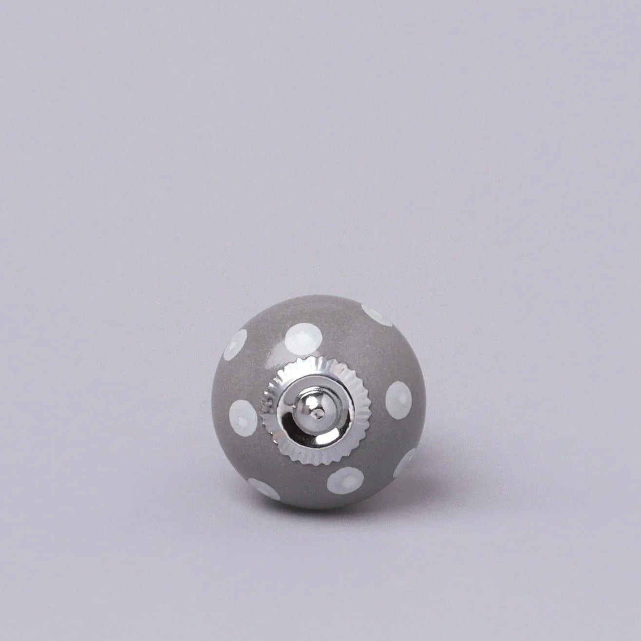 Handmade Hand-Painted Polka Dot Ceramic Door Knob In Purple And Dark Grey - G Decor