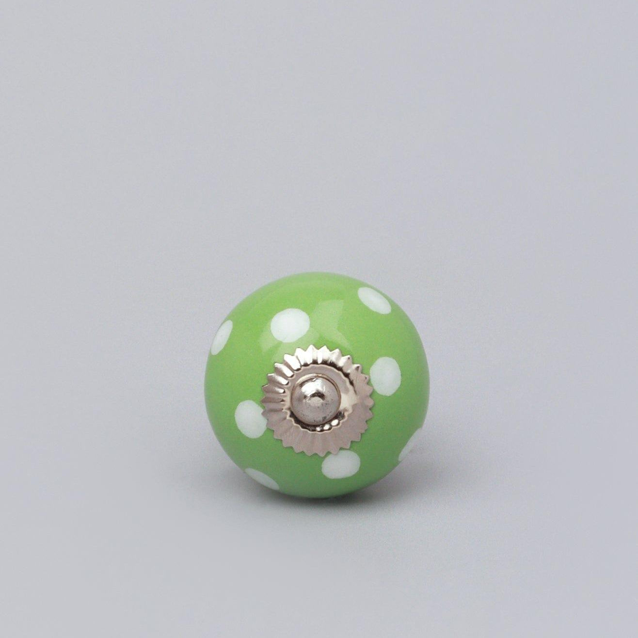 Handmade Hand-Painted Polka Dot Ceramic Door Knob In Red, Light Green And Orange - G Decor