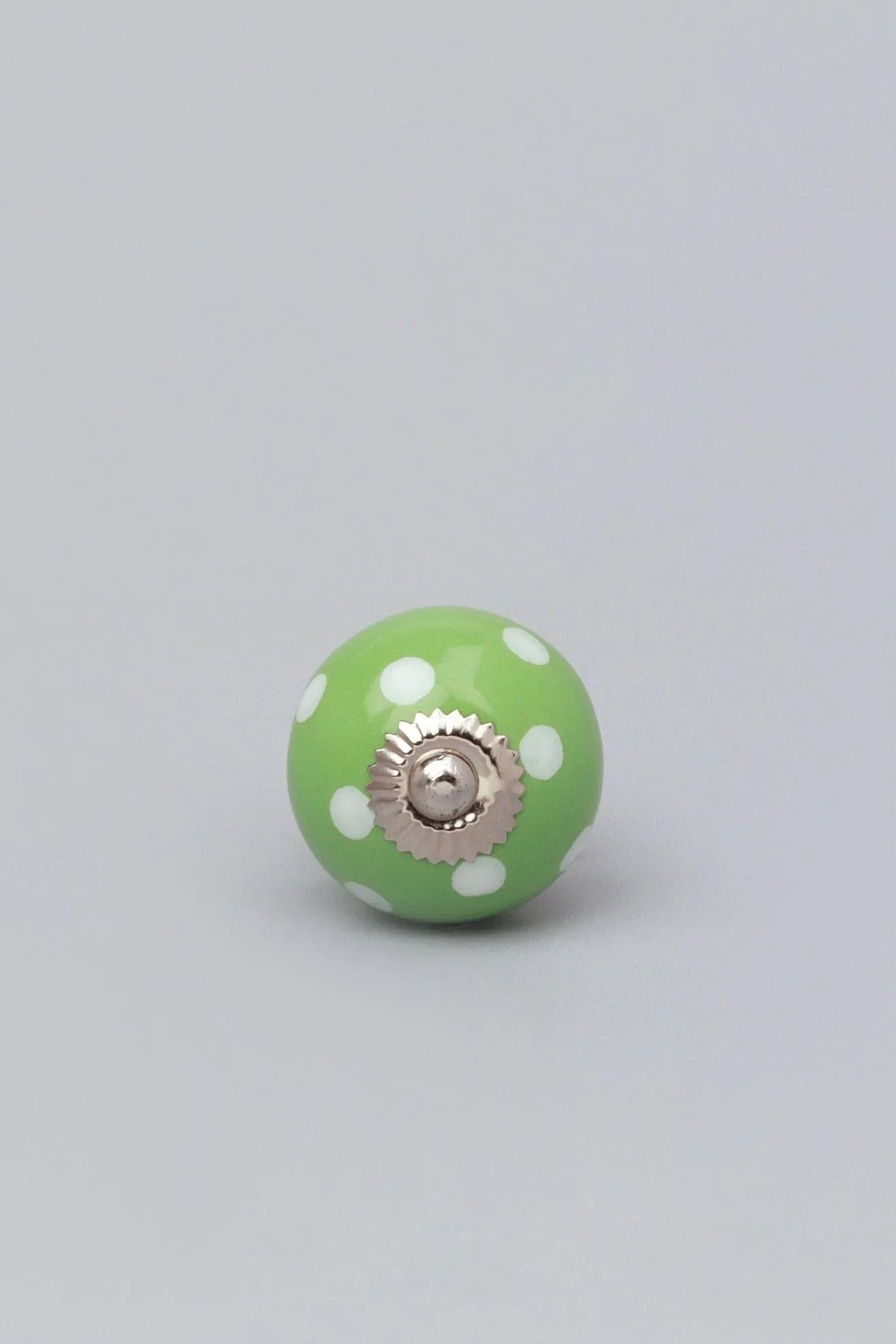 Handmade Hand-Painted Polka Dot Ceramic Door Knob In Red, Light Green And Orange - G Decor