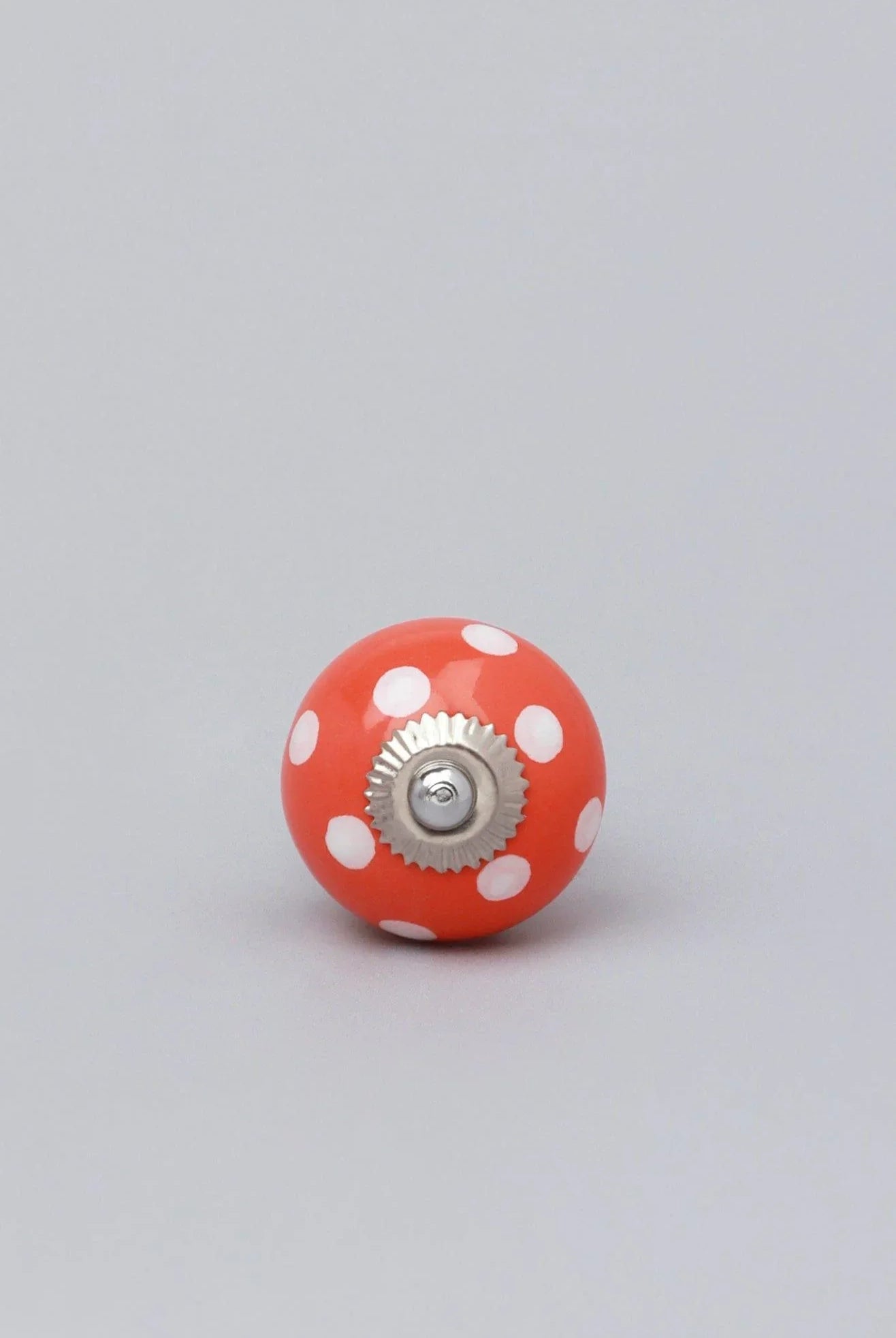 Handmade Hand-Painted Polka Dot Ceramic Door Knob In Red, Light Green And Orange - G Decor