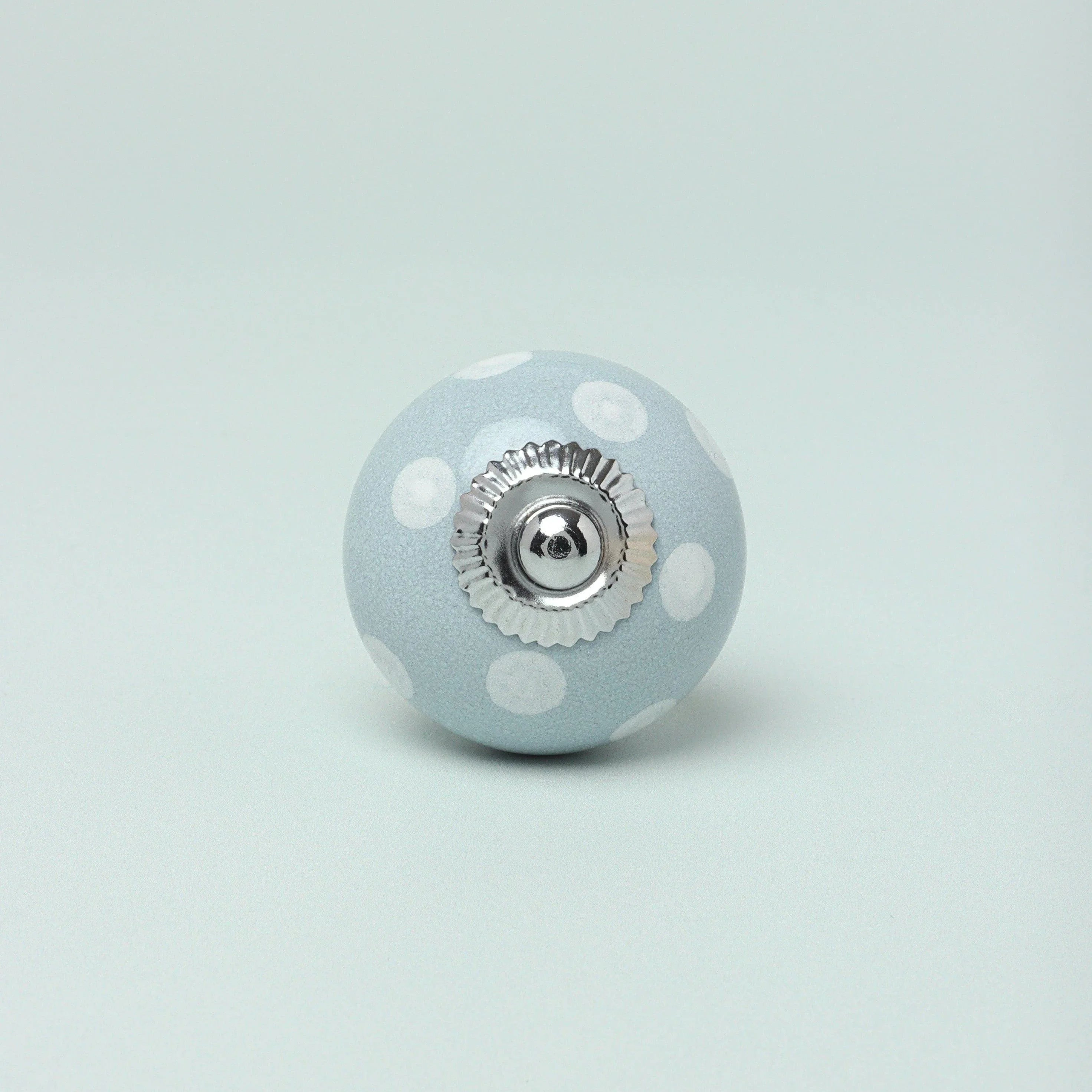 Handmade Hand-Painted Polka Dot Ceramic Door Knob In Yellow And Grey - G Decor