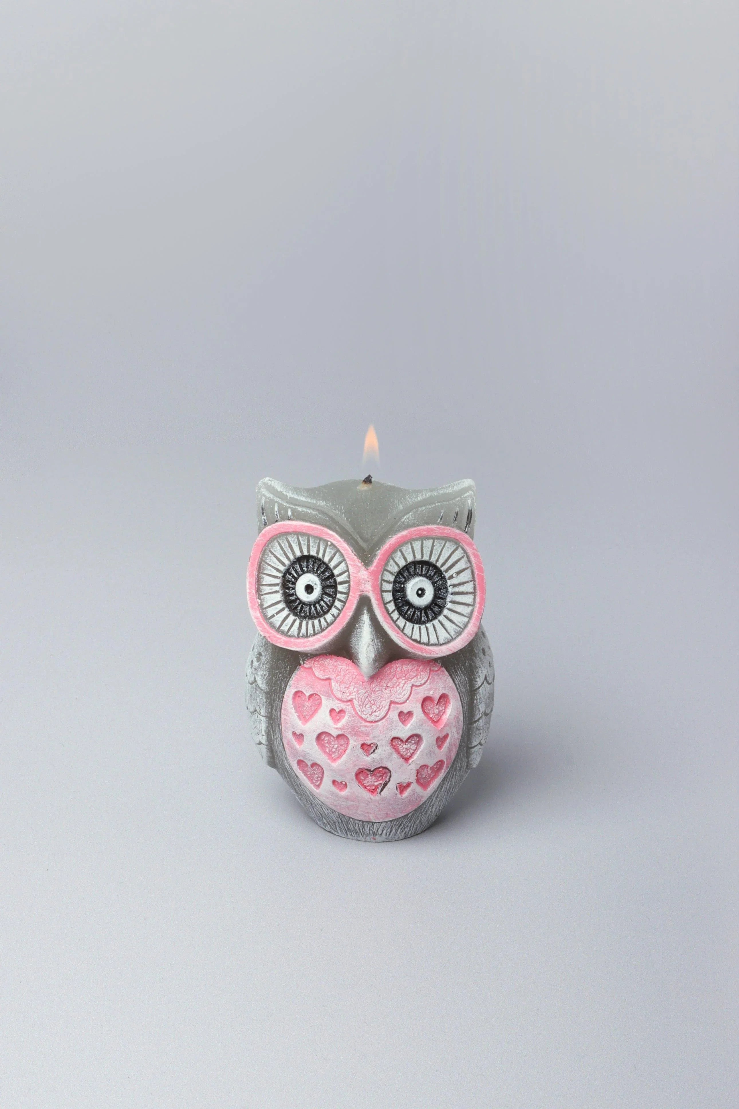 handmade-hootique-owl-couple-candle-grey-owls-with-wide-eyes-g-decor-81365 - G Decor