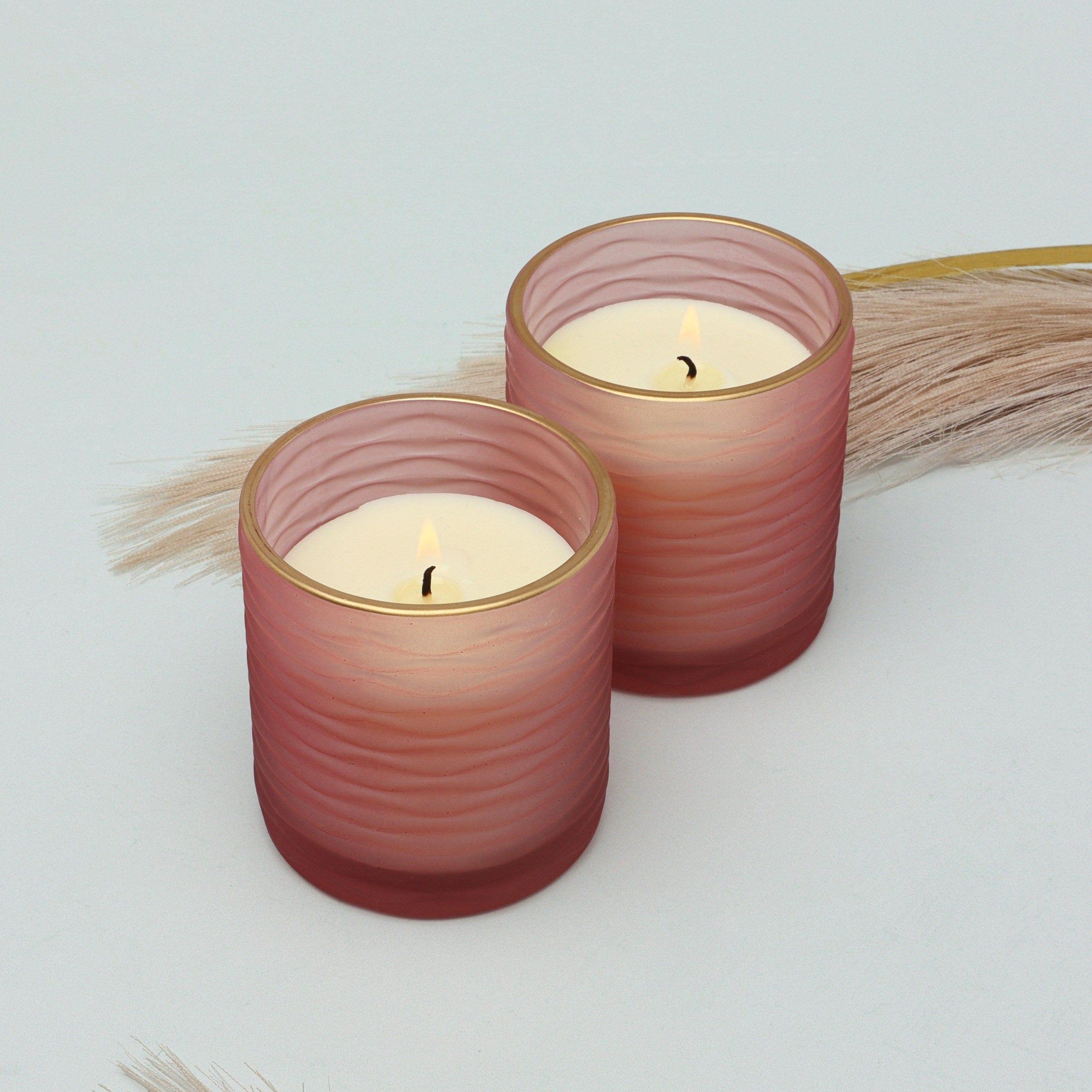 Havana Floral Scented Pink Textured Glass Jars - G Decor