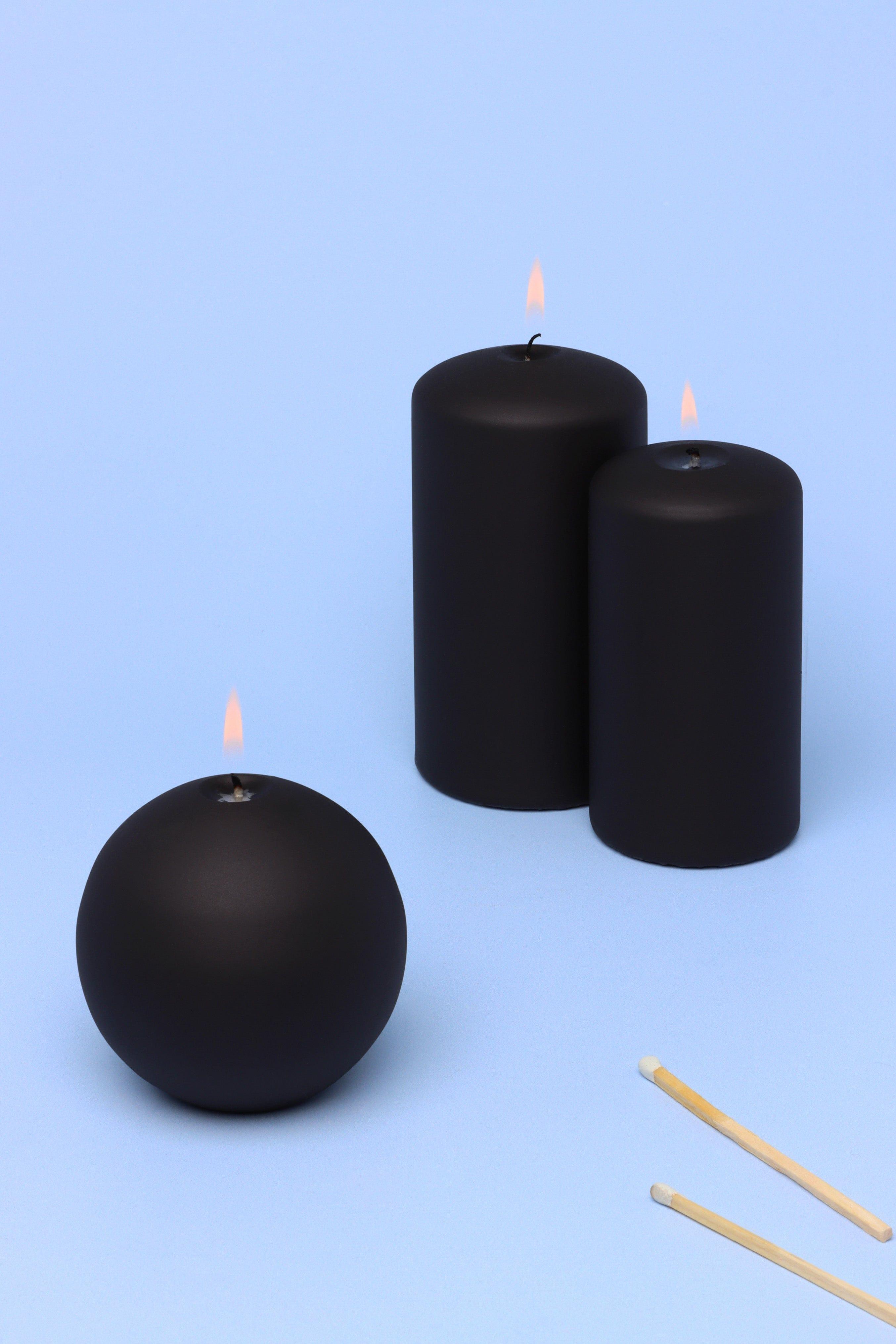 Henry Velvet Matt Soft Touch Smooth Black Pillar Candles - G Decor