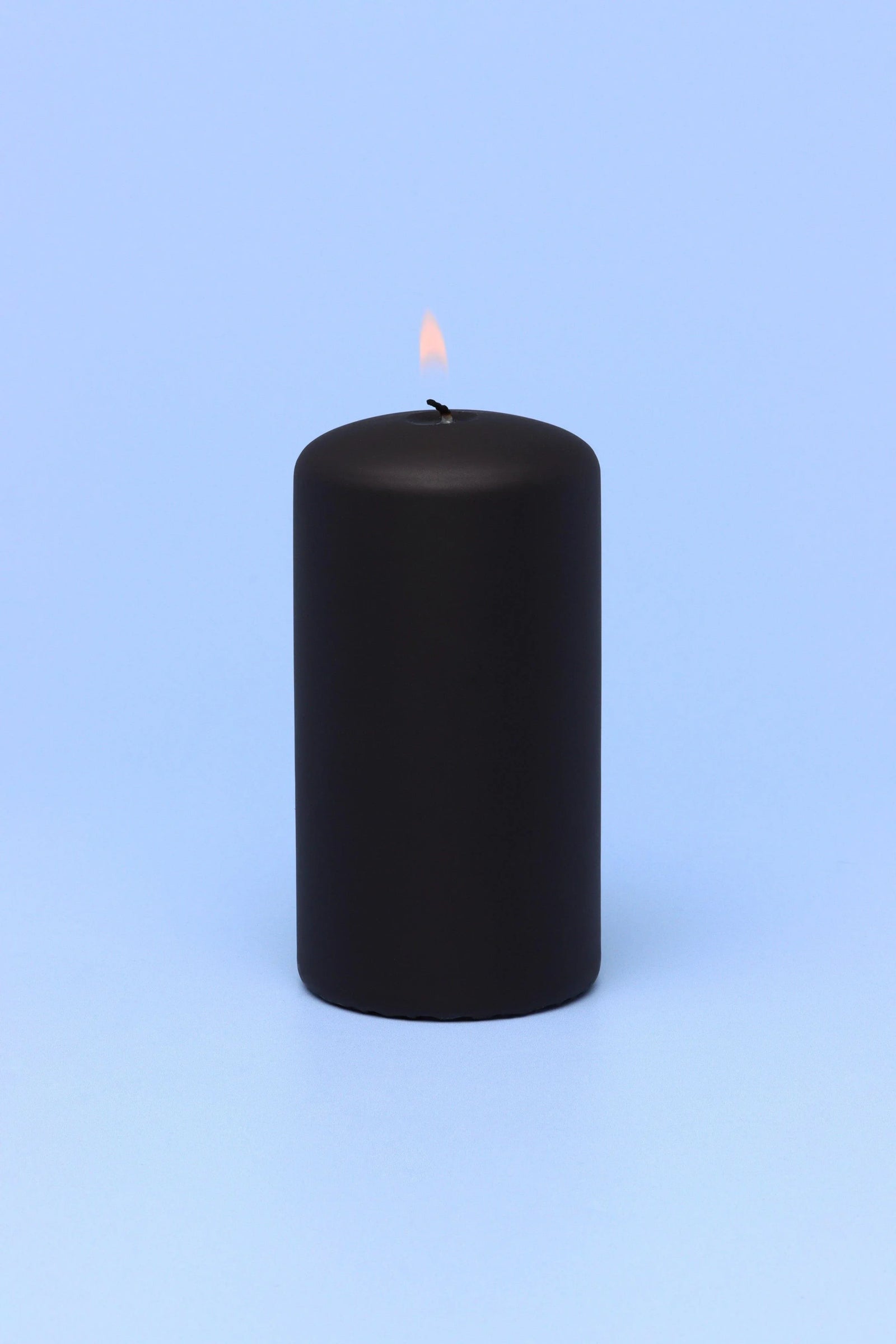 Henry Velvet Matte Soft Touch Pillar Candle in Black — alternate view, G Decor