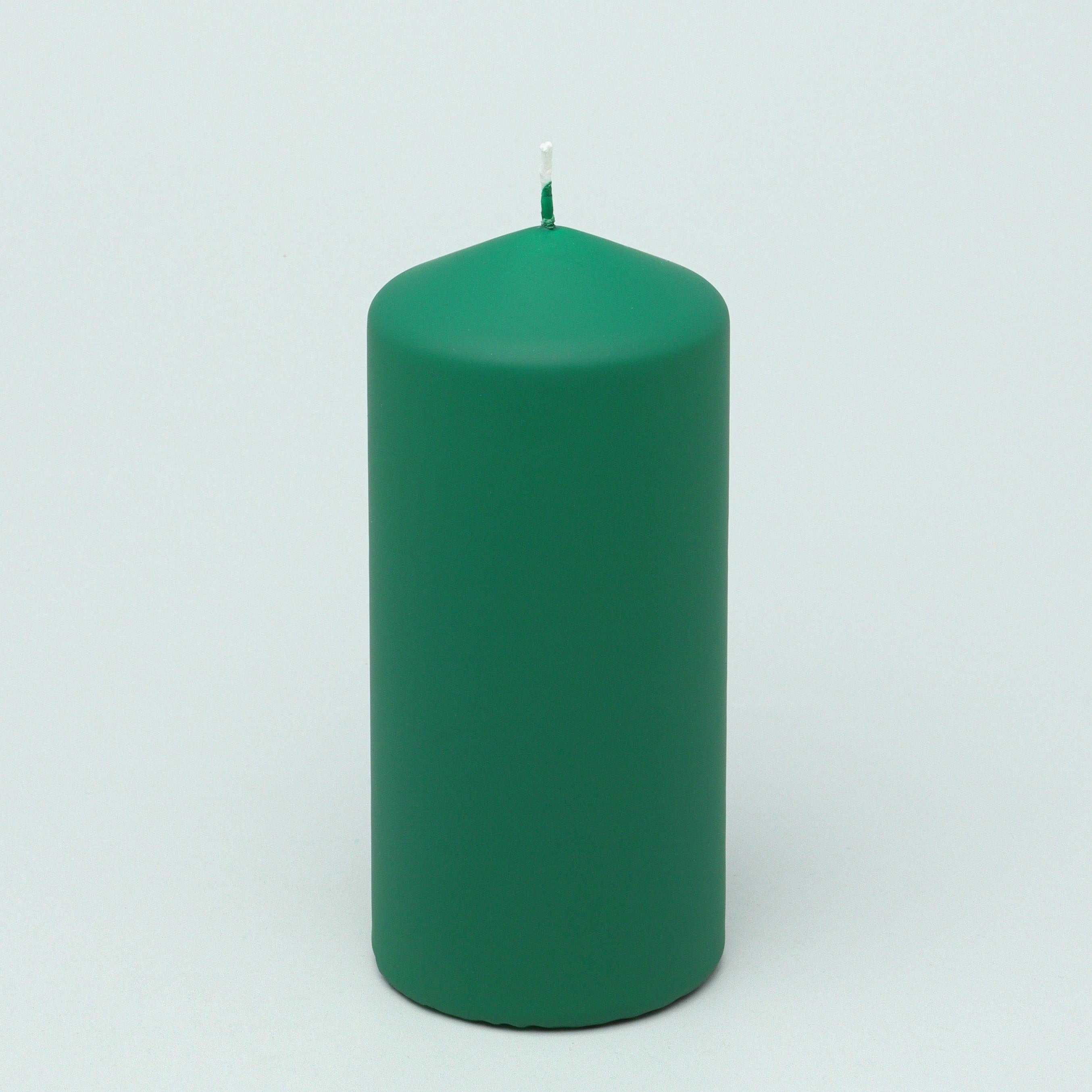 Henry Velvet Matt Soft Touch Smooth Emerald Green Pillar Candle - G Decor