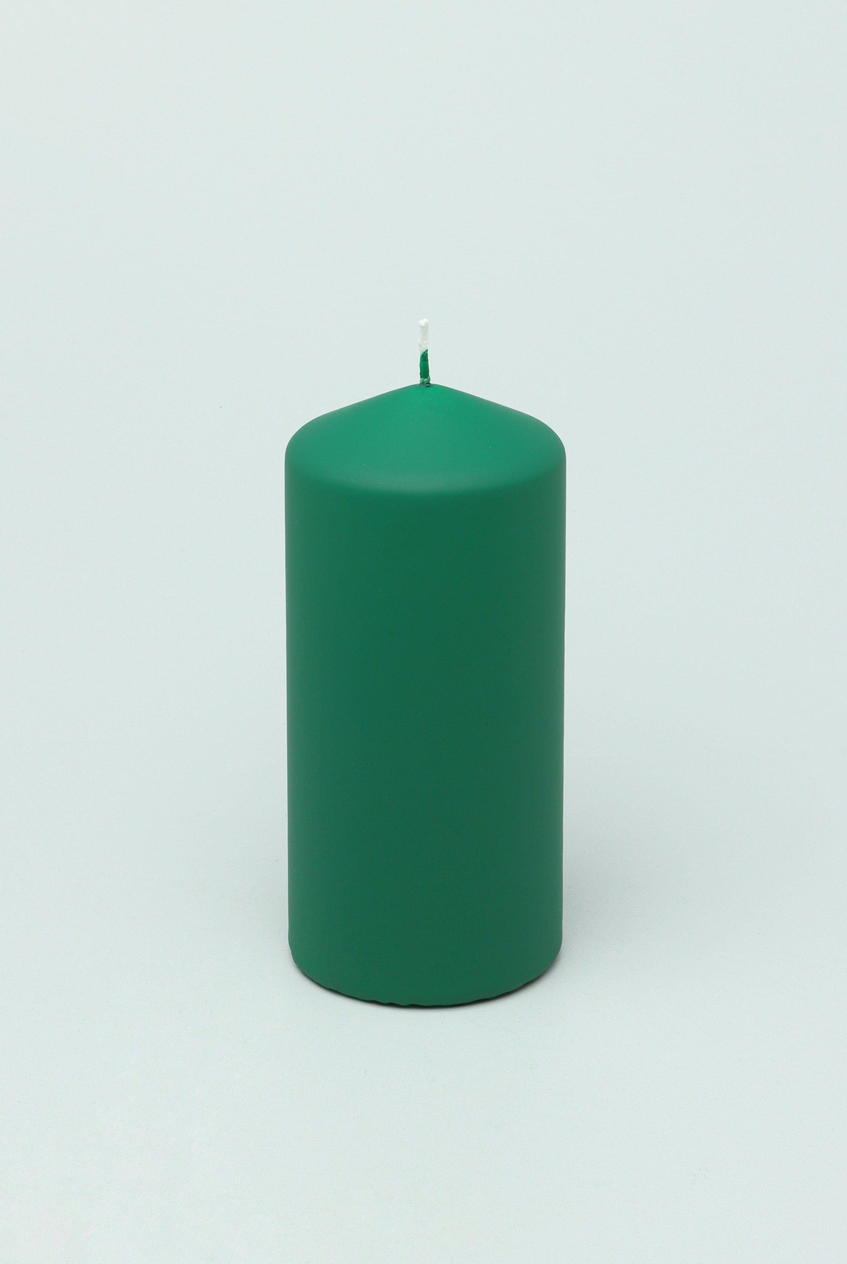 Henry Velvet Matt Soft Touch Smooth Emerald Green Pillar Candle - G Decor