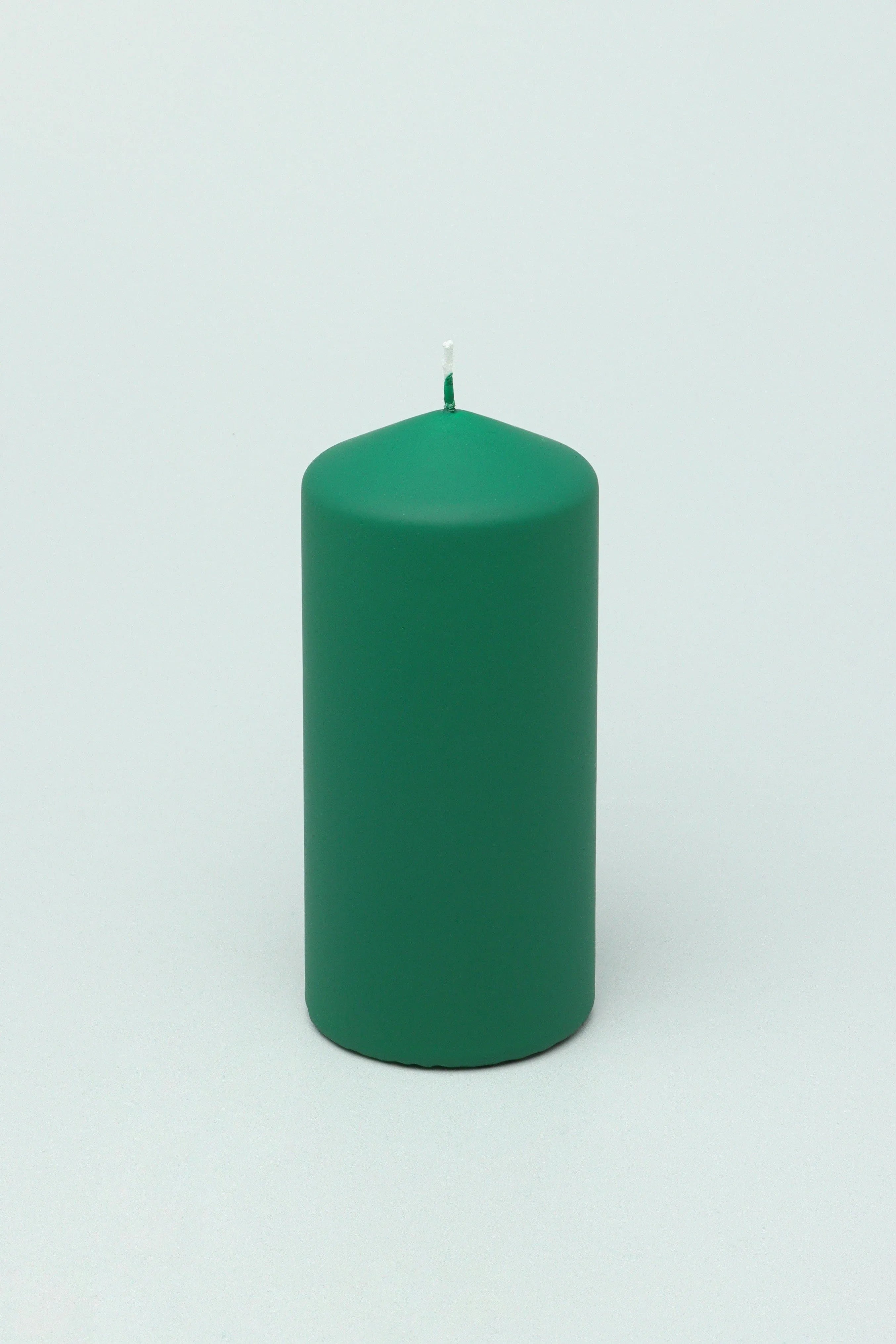 Henry Velvet Matt Soft Touch Smooth Emerald Green Pillar Candle - G Decor
