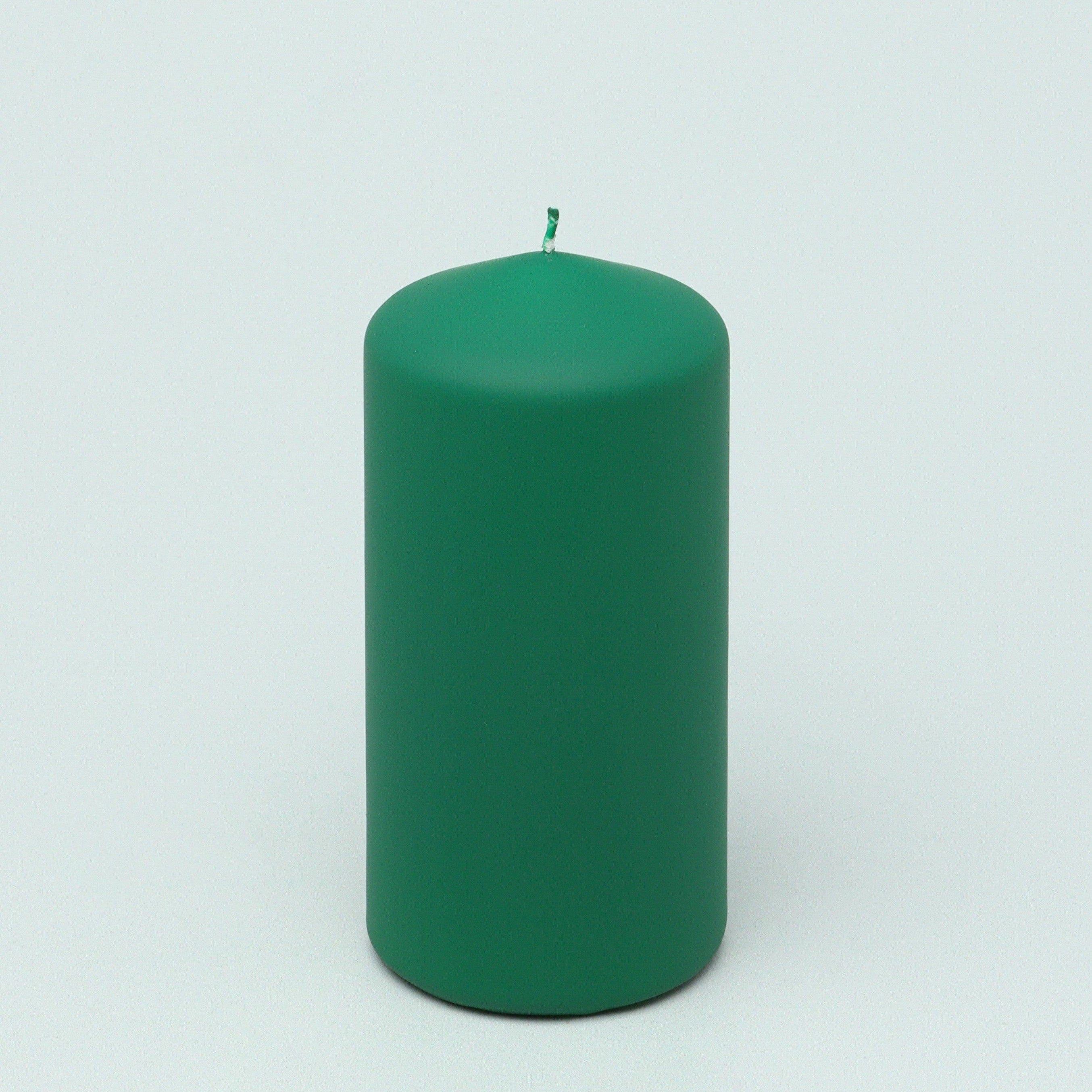 Henry Velvet Matt Soft Touch Smooth Emerald Green Pillar Candle - G Decor
