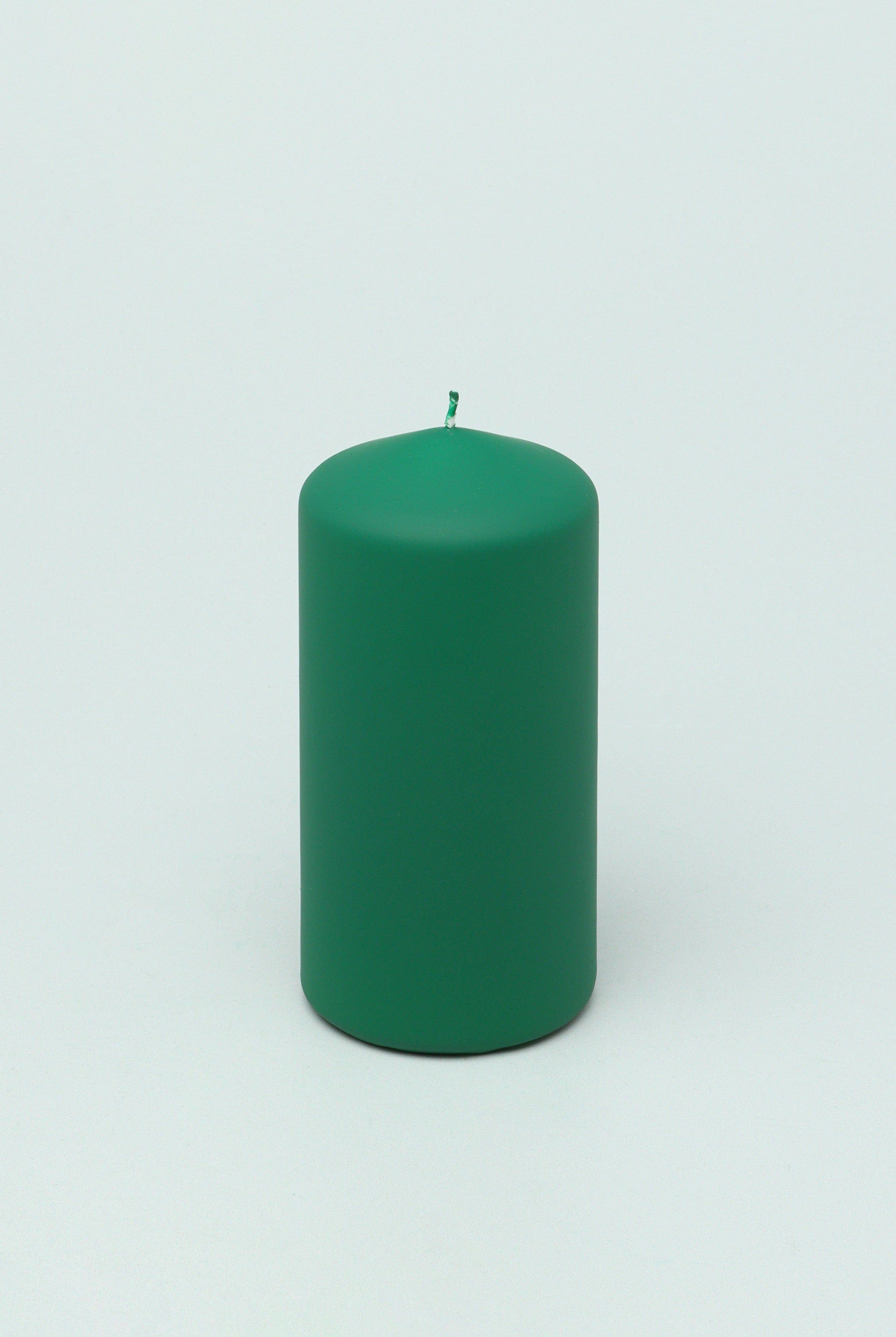 Henry Velvet Matt Soft Touch Smooth Emerald Green Pillar Candle - G Decor
