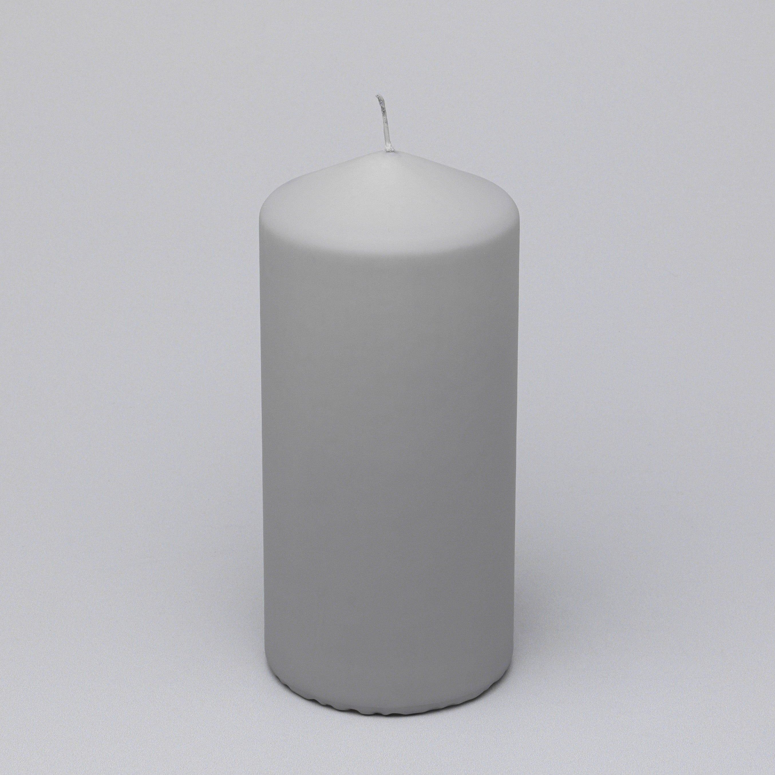 Henry Velvet Matt Soft Touch Smooth Light Grey Pillar Candle - G Decor