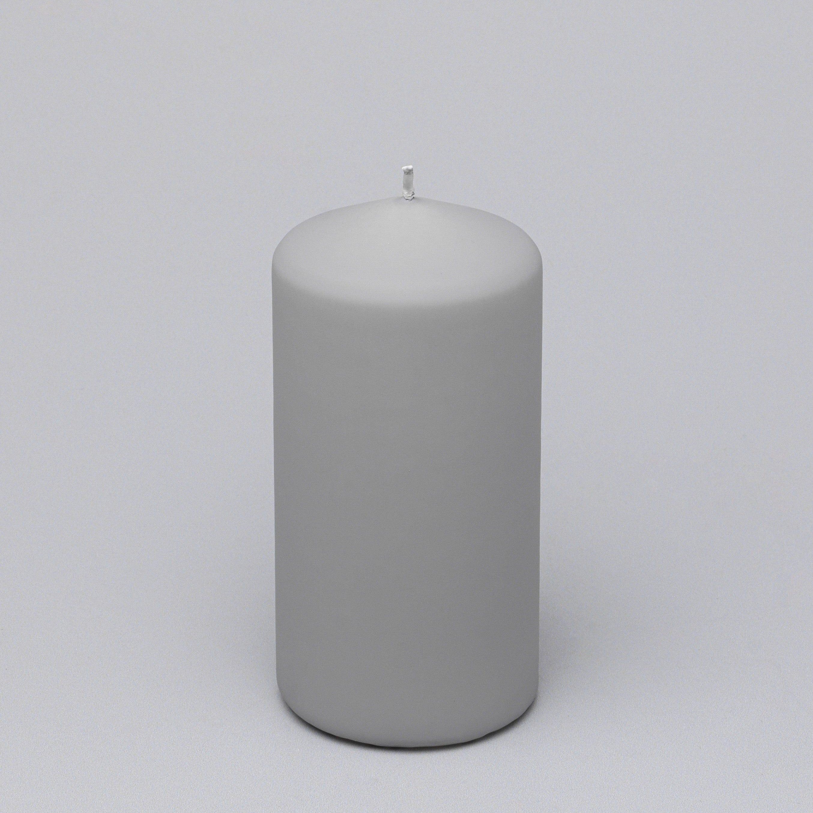 Henry Velvet Matt Soft Touch Smooth Light Grey Pillar Candle - G Decor