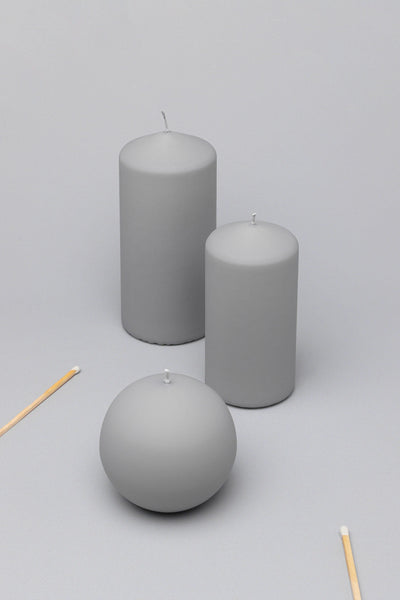 Henry Velvet Matte Soft Touch Pillar Candle in Light Grey