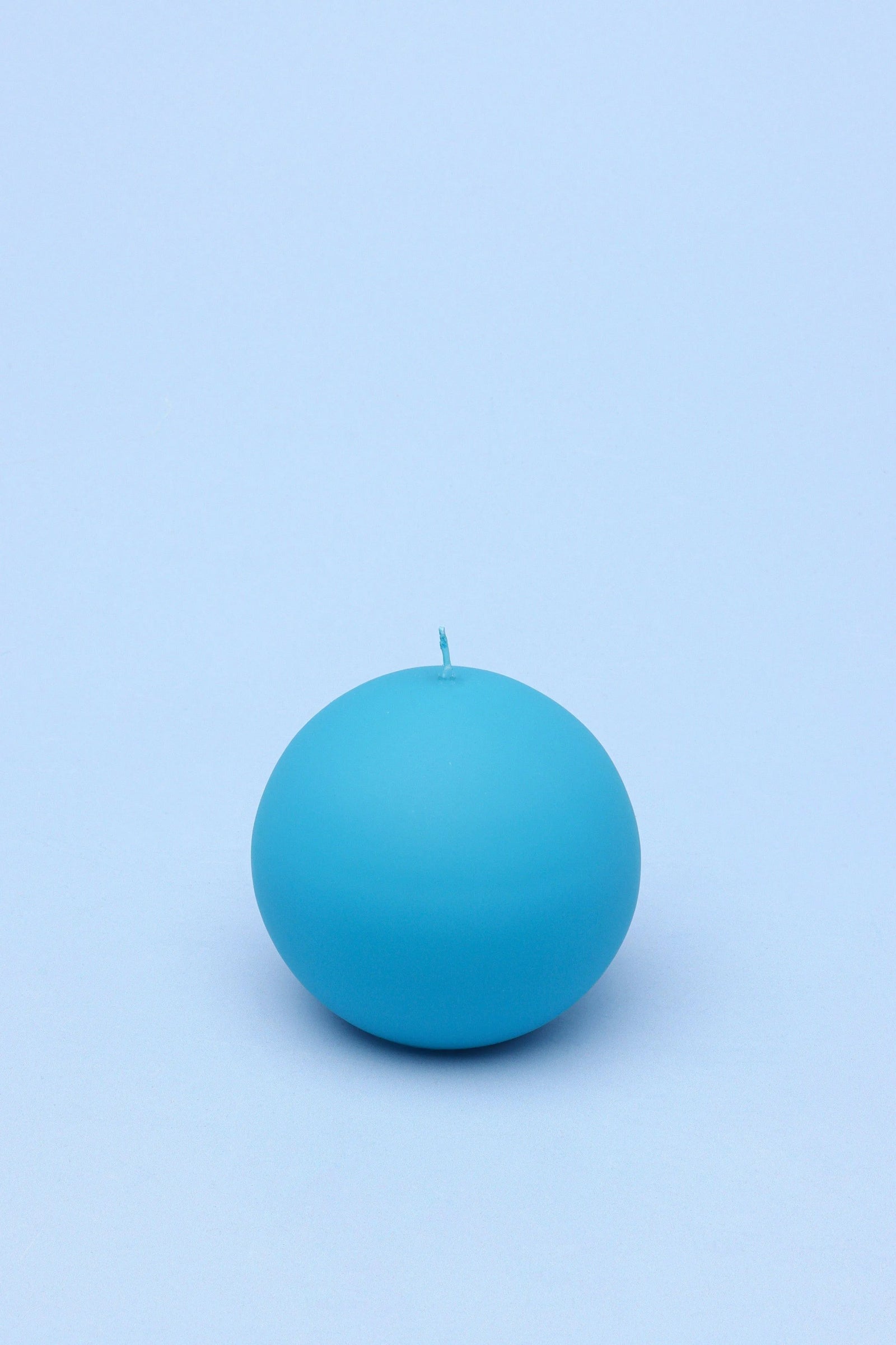 Henry Velvet Matte Soft Touch Pillar Candle in Powder Blue — close-up view, G Decor