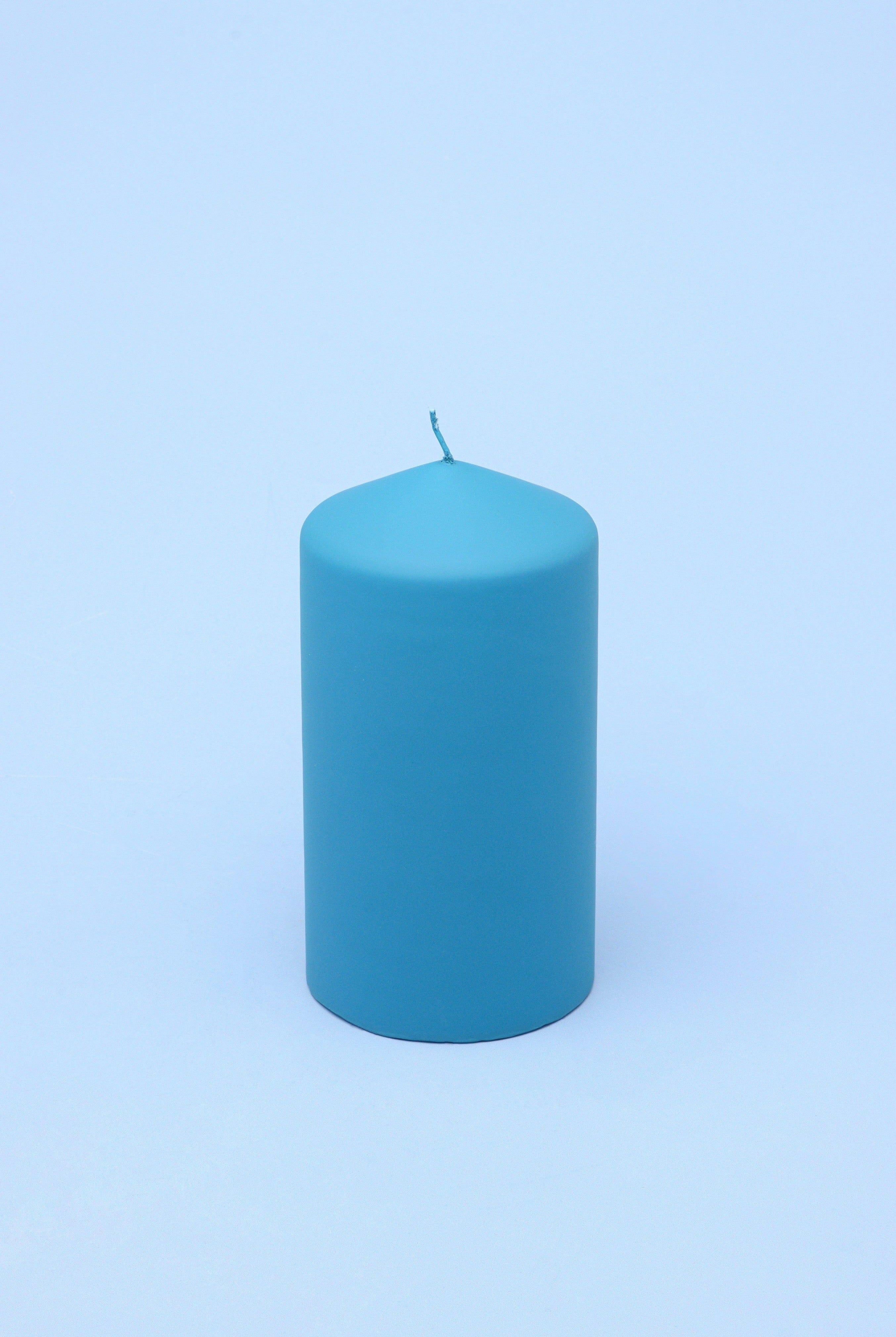Henry Velvet Matt Soft Touch Smooth Powder Blue Pillar Candle - G Decor