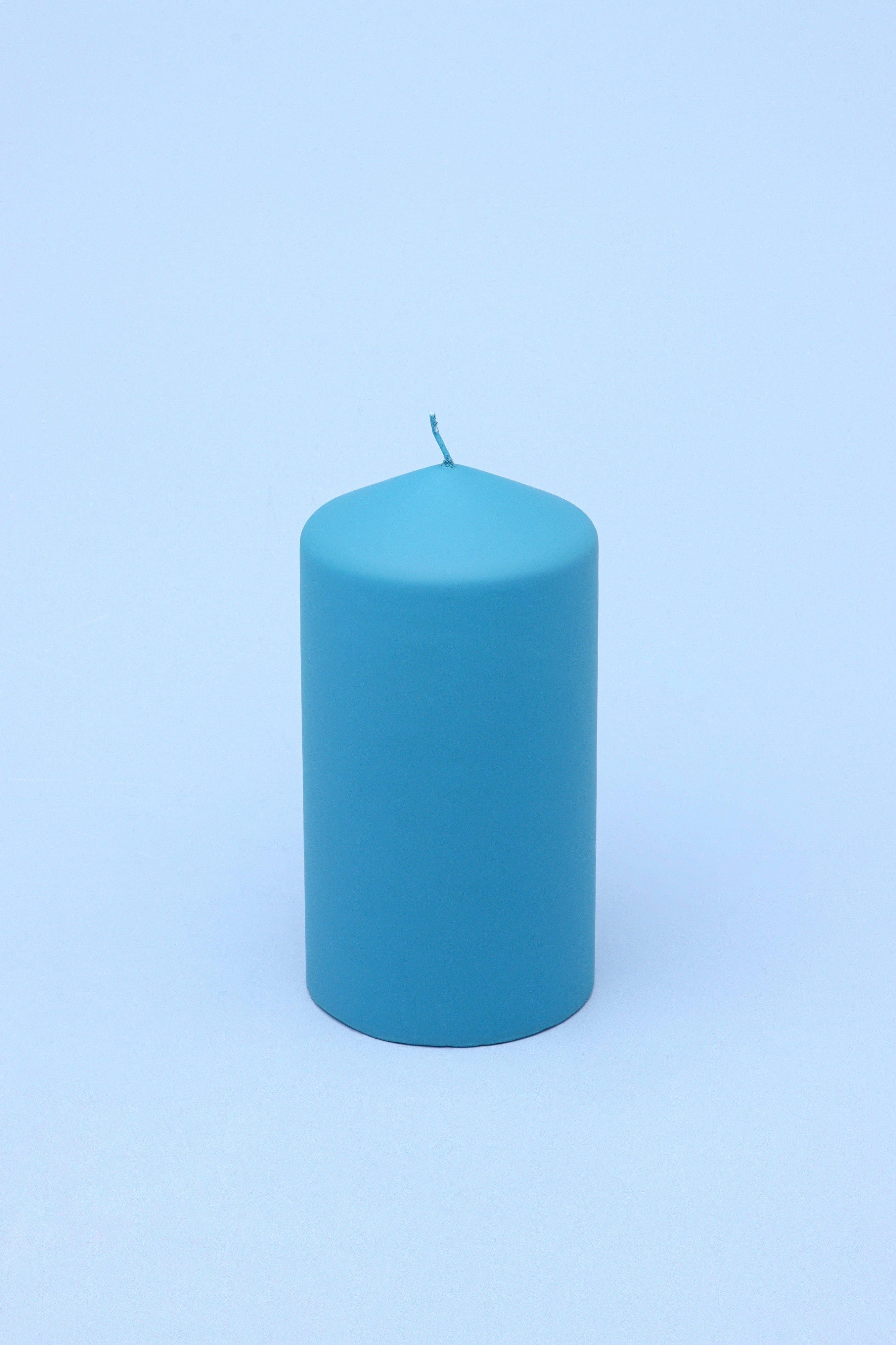 Henry Velvet Matt Soft Touch Smooth Powder Blue Pillar Candle - G Decor