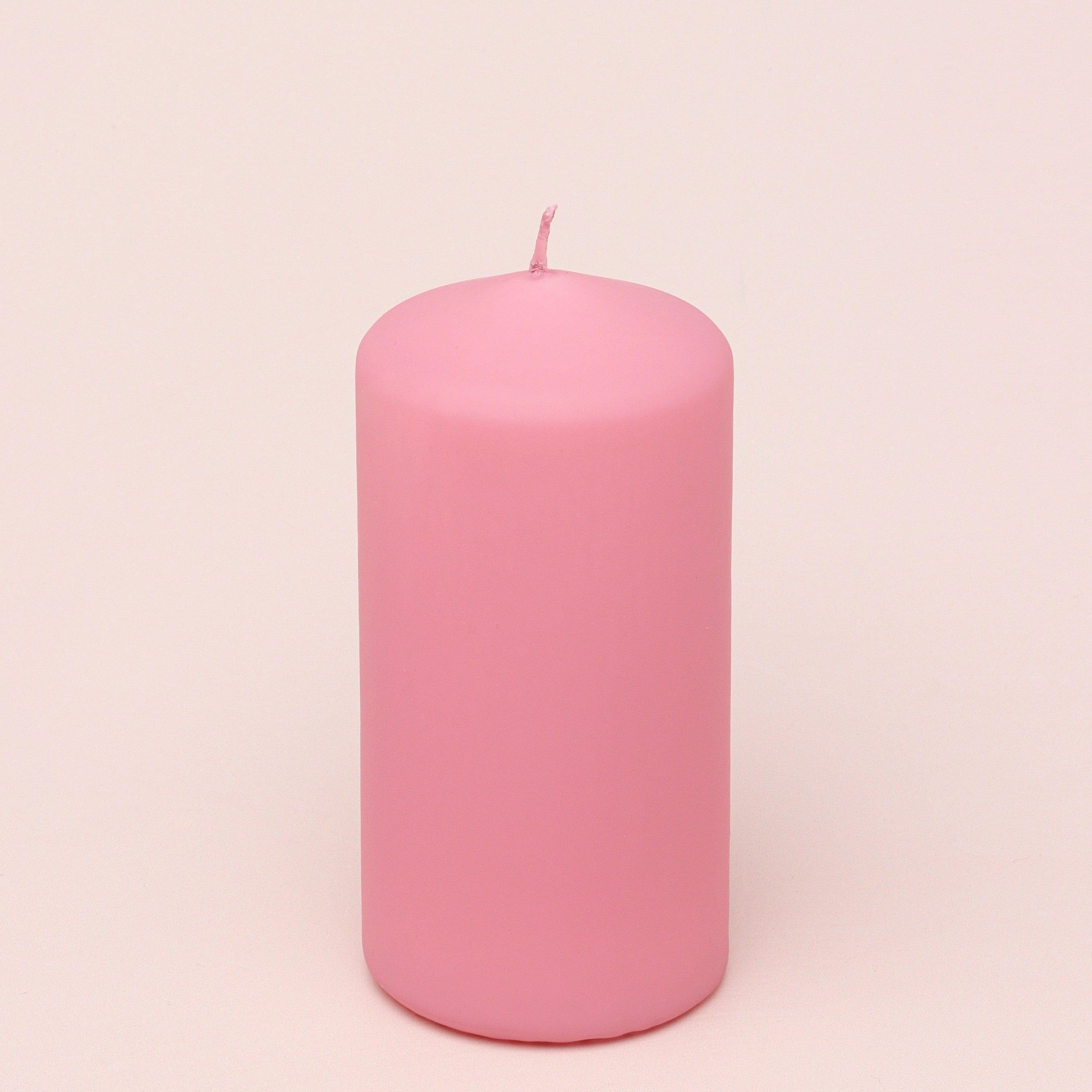 Henry Velvet Matt Soft Touch Smooth Powder Pink Pillar Candle - G Decor