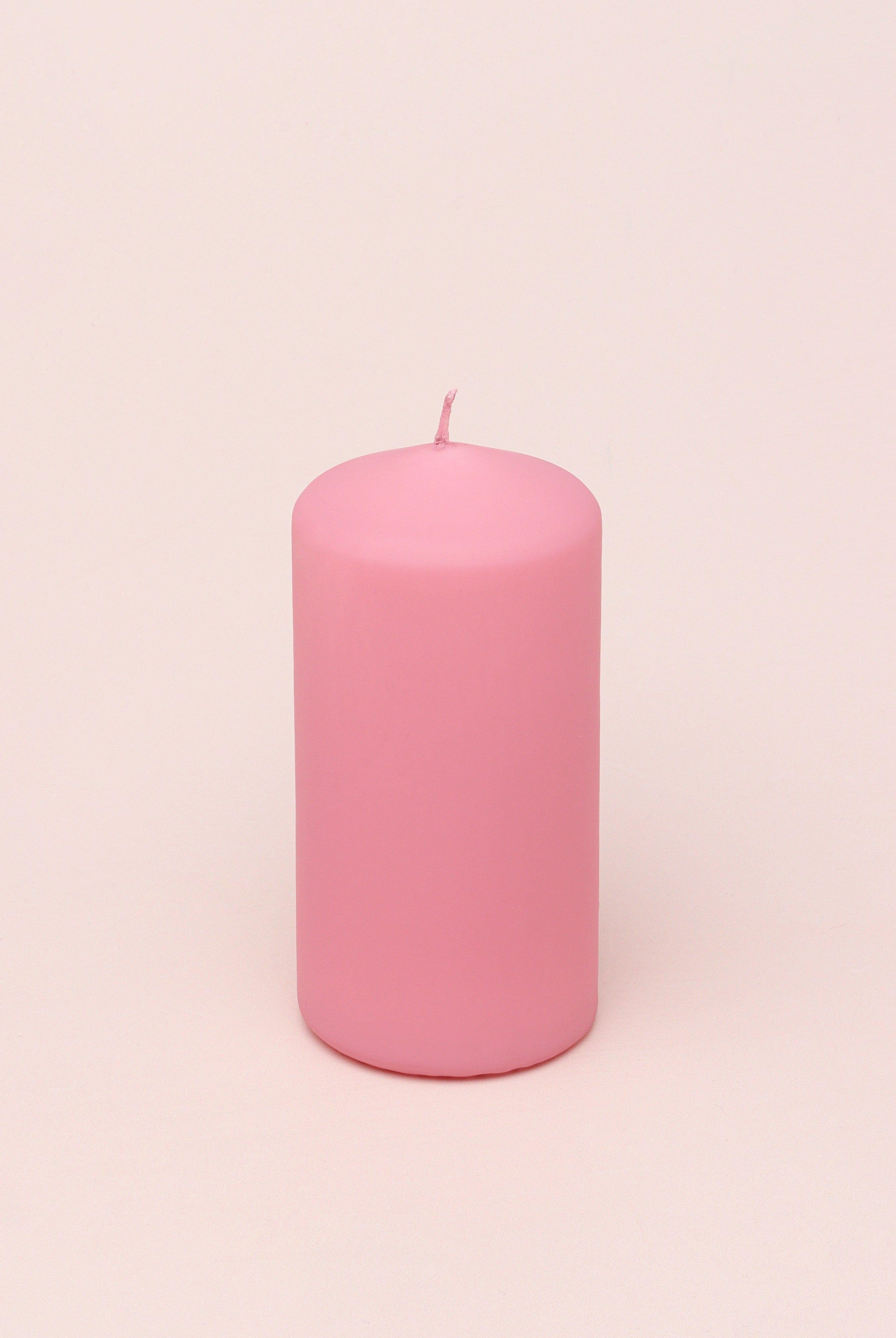 Henry Velvet Matt Soft Touch Smooth Powder Pink Pillar Candle - G Decor