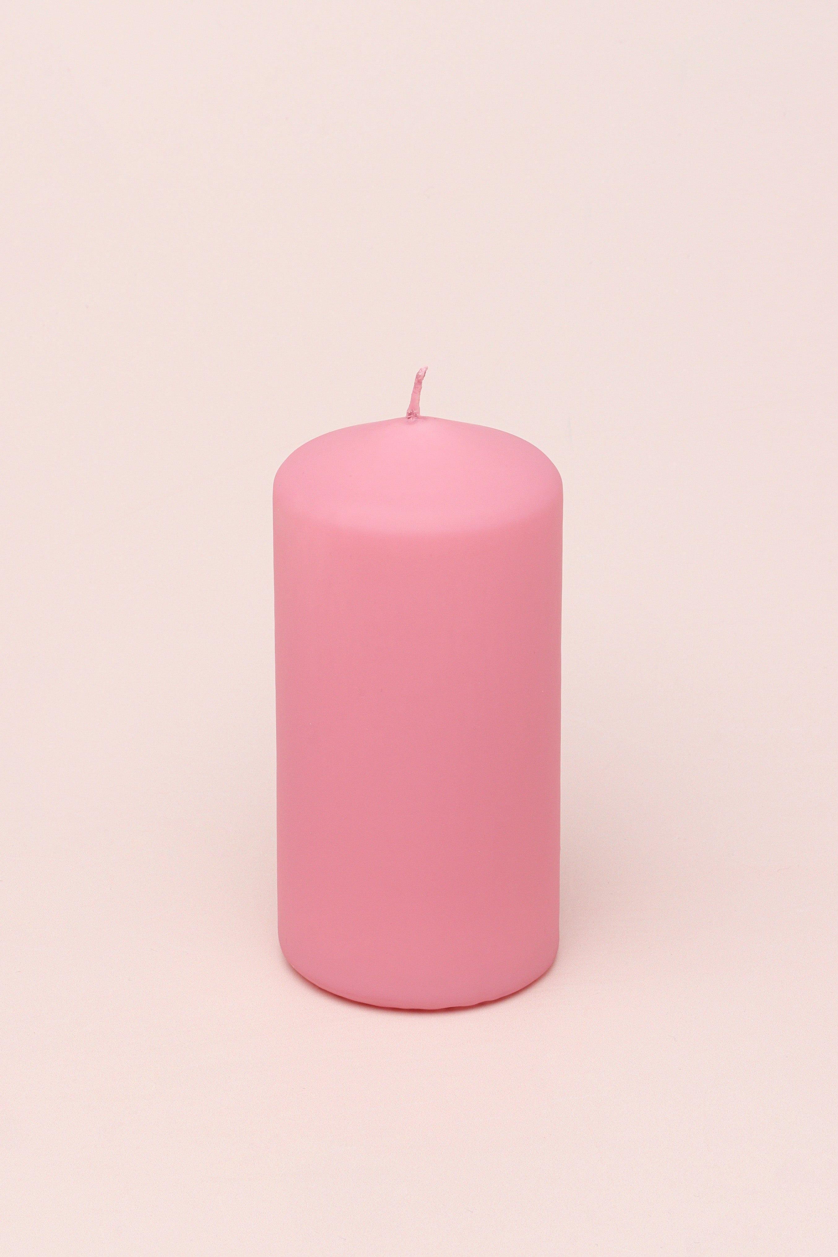Henry Velvet Matt Soft Touch Smooth Powder Pink Pillar Candle - G Decor
