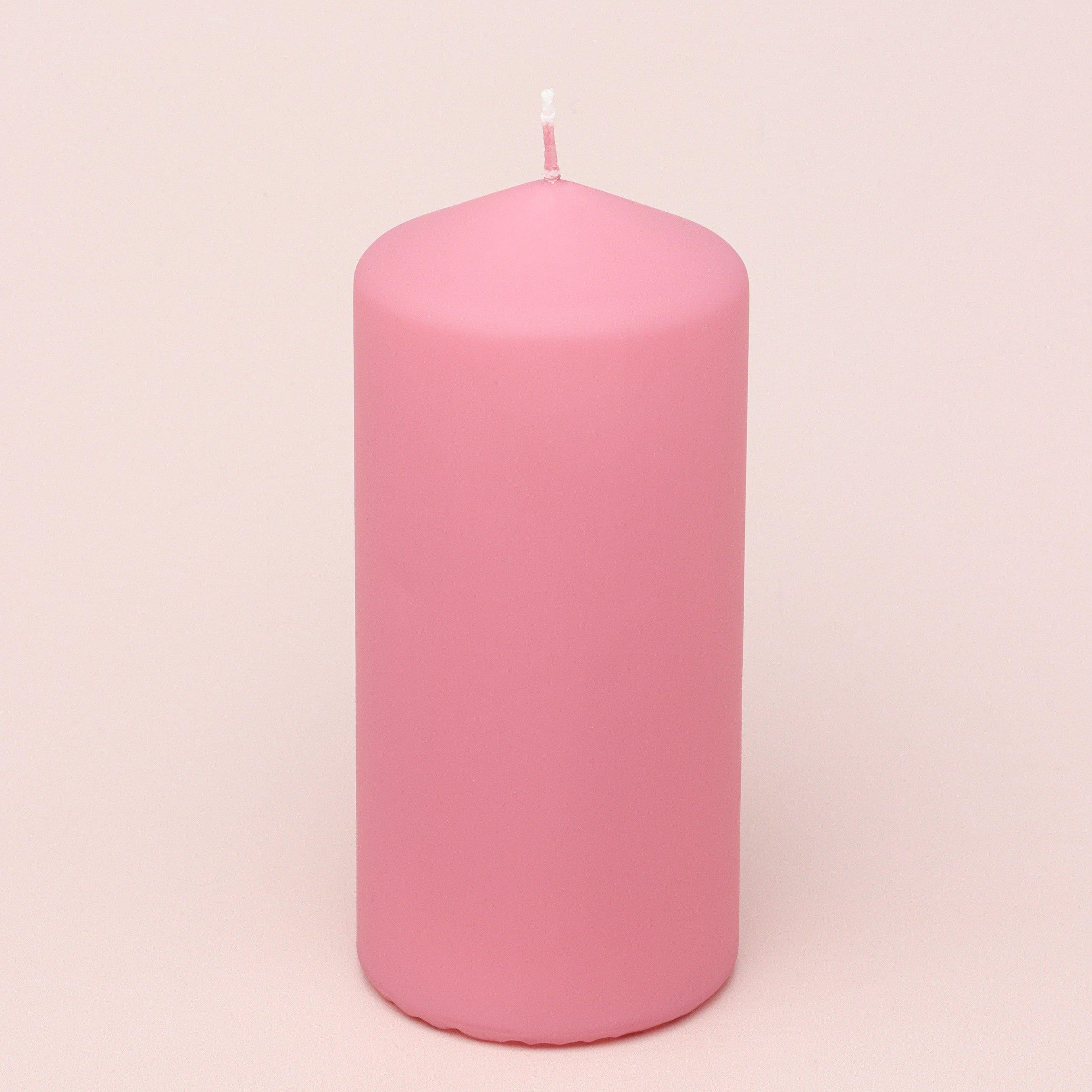 Henry Velvet Matt Soft Touch Smooth Powder Pink Pillar Candle - G Decor