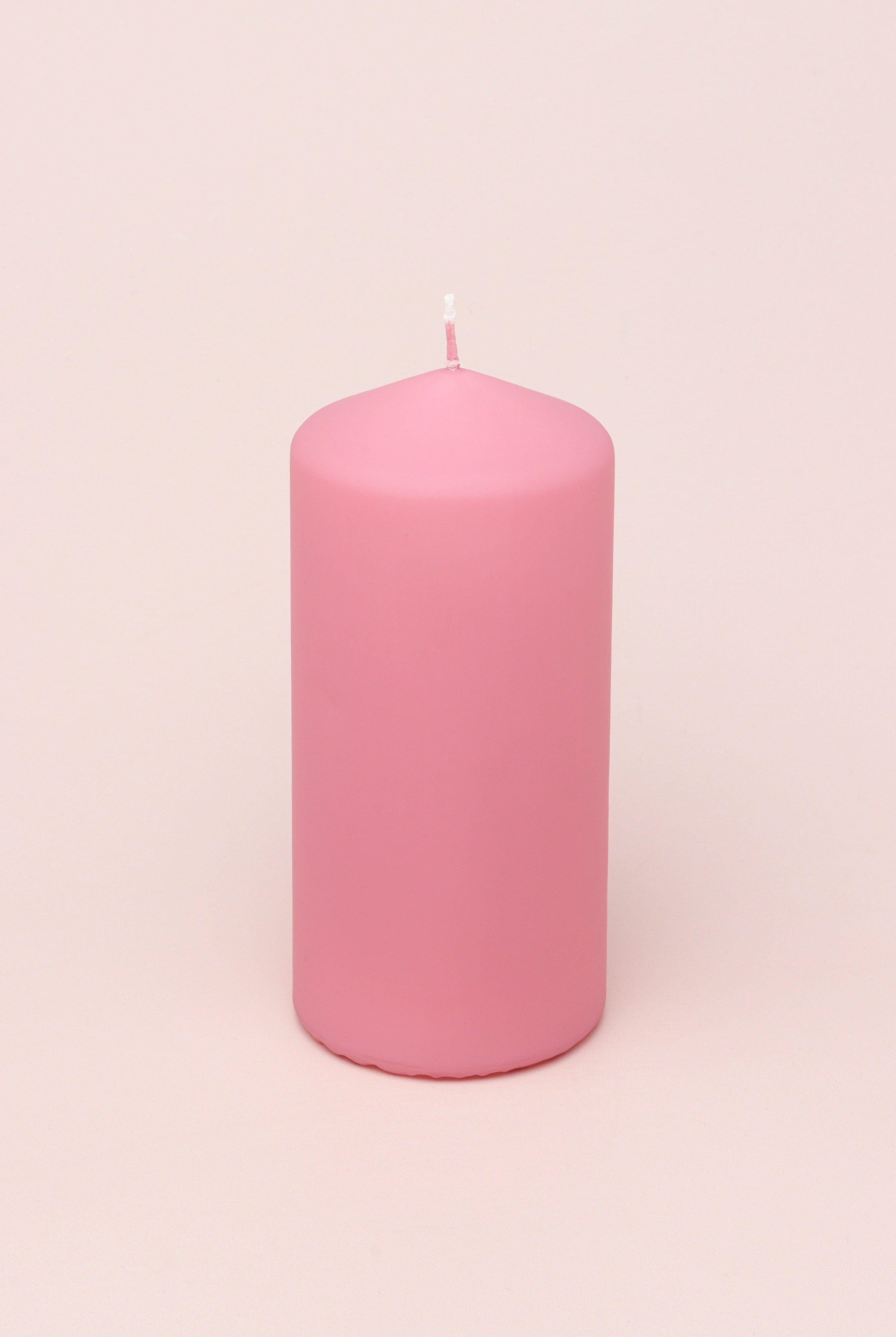 Henry Velvet Matt Soft Touch Smooth Powder Pink Pillar Candle - G Decor