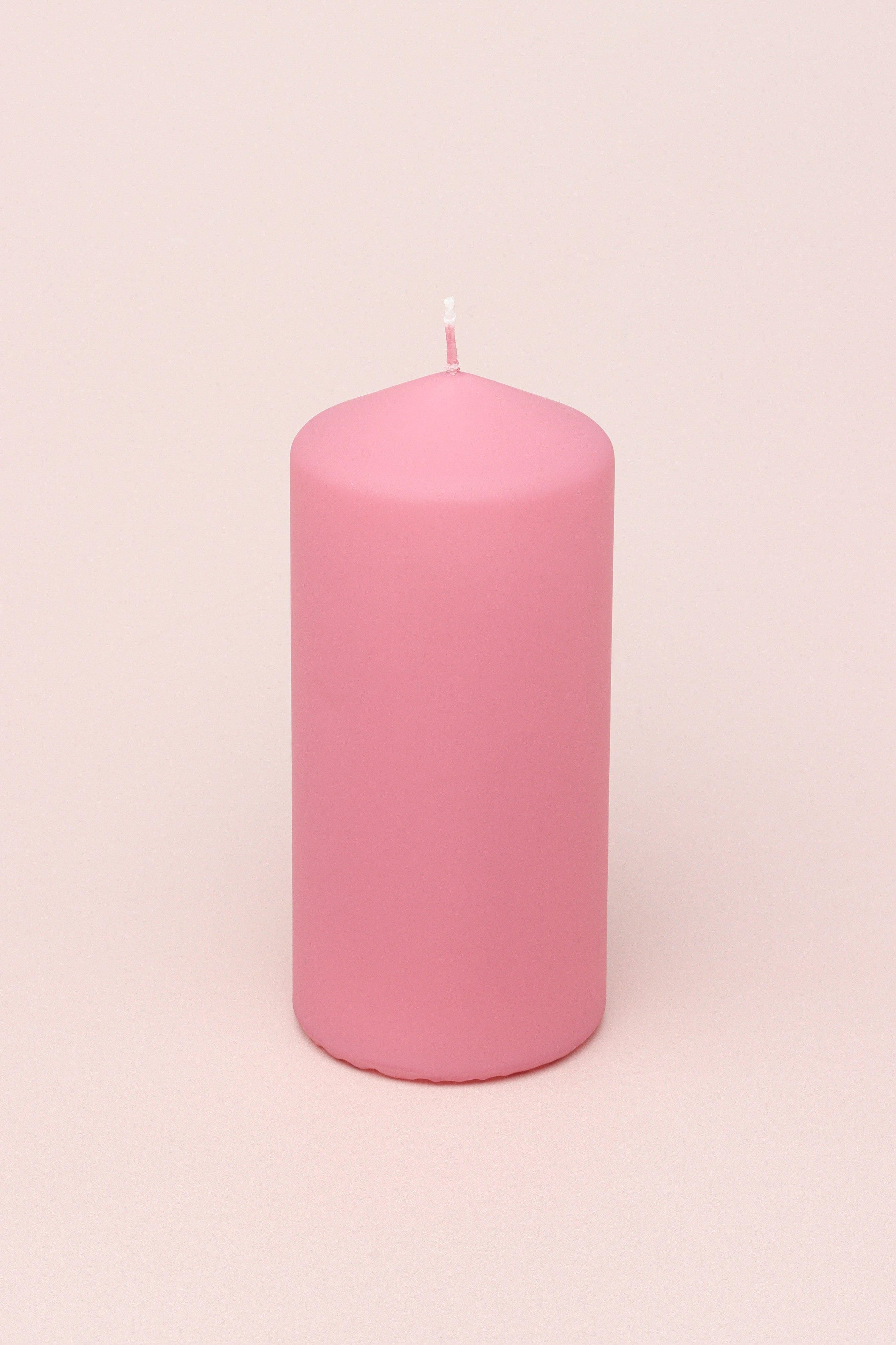 Henry Velvet Matt Soft Touch Smooth Powder Pink Pillar Candle - G Decor