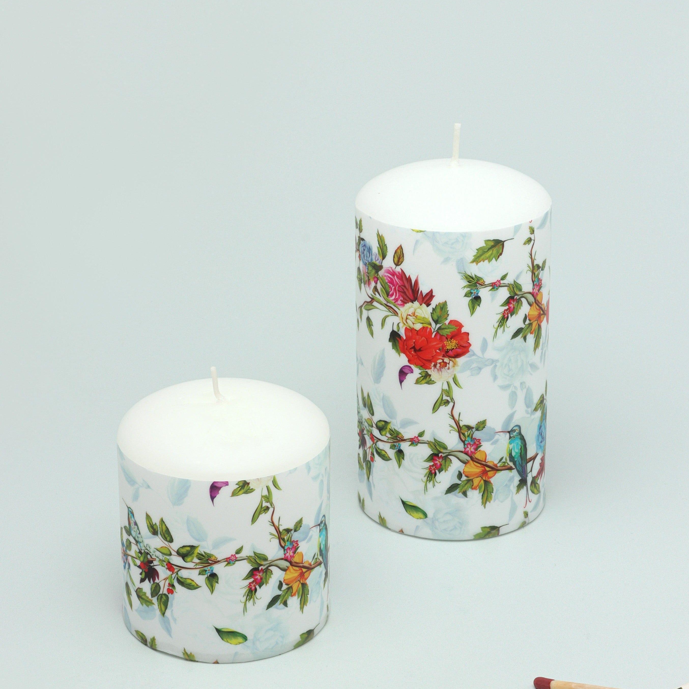 Hummingbird's Southern Joy Summer Rose Garden Pillar Candle - G Decor