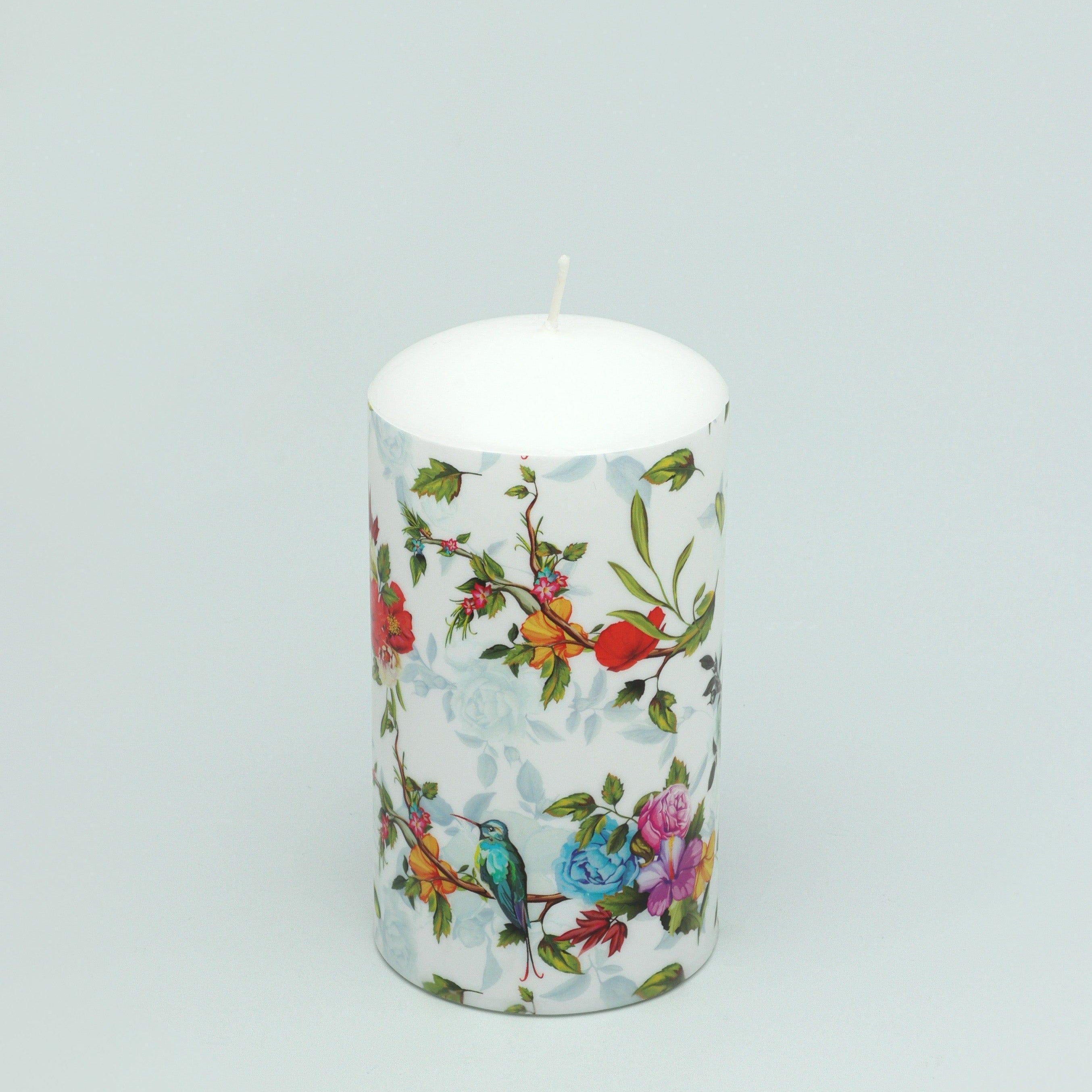 Hummingbird's Southern Joy Summer Rose Garden Pillar Candle - G Decor