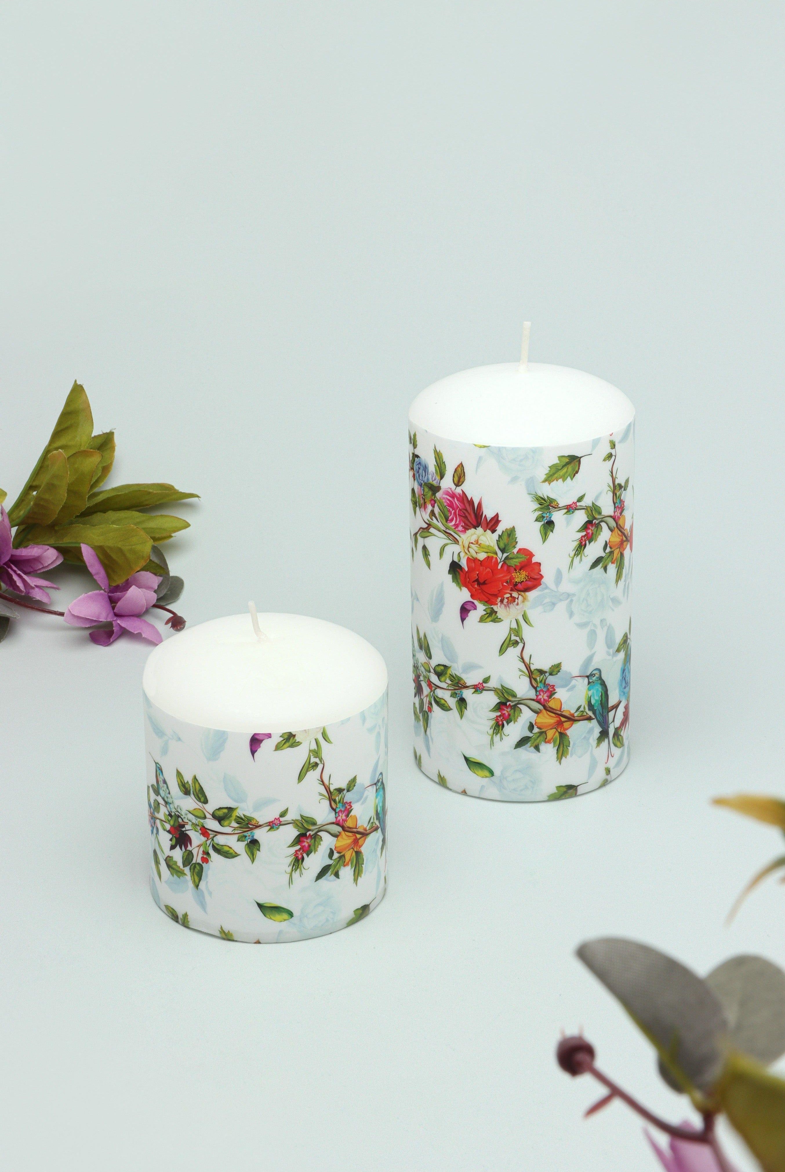 Hummingbird's Southern Joy Summer Rose Garden Pillar Candle - G Decor