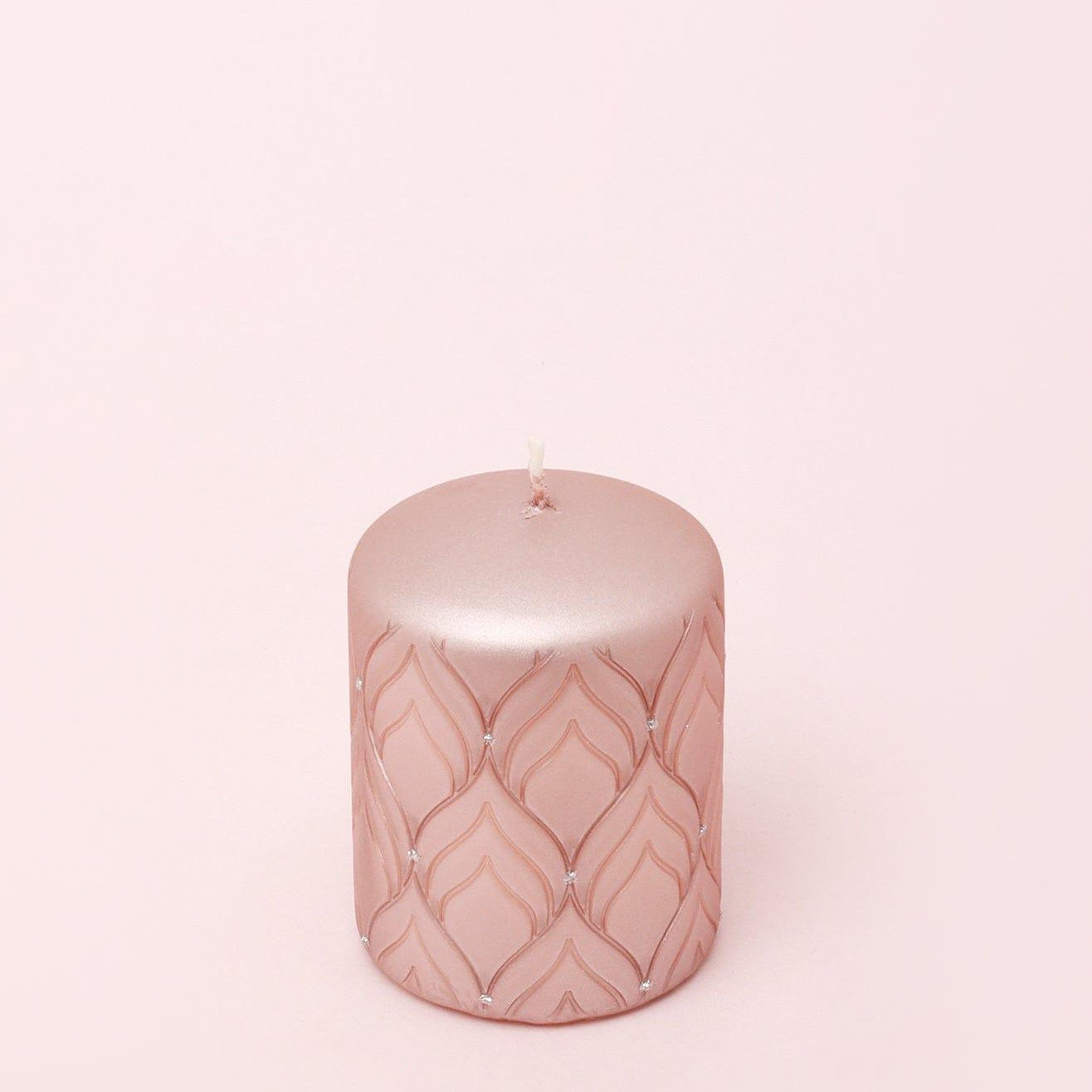 Jolene Petalure Hand-Finished Rose Quartz Blush Pillar Candle - G Decor
