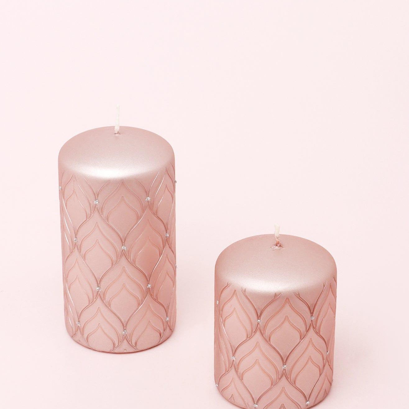 Jolene Petalure Hand-Finished Rose Quartz Blush Pillar Candle - G Decor
