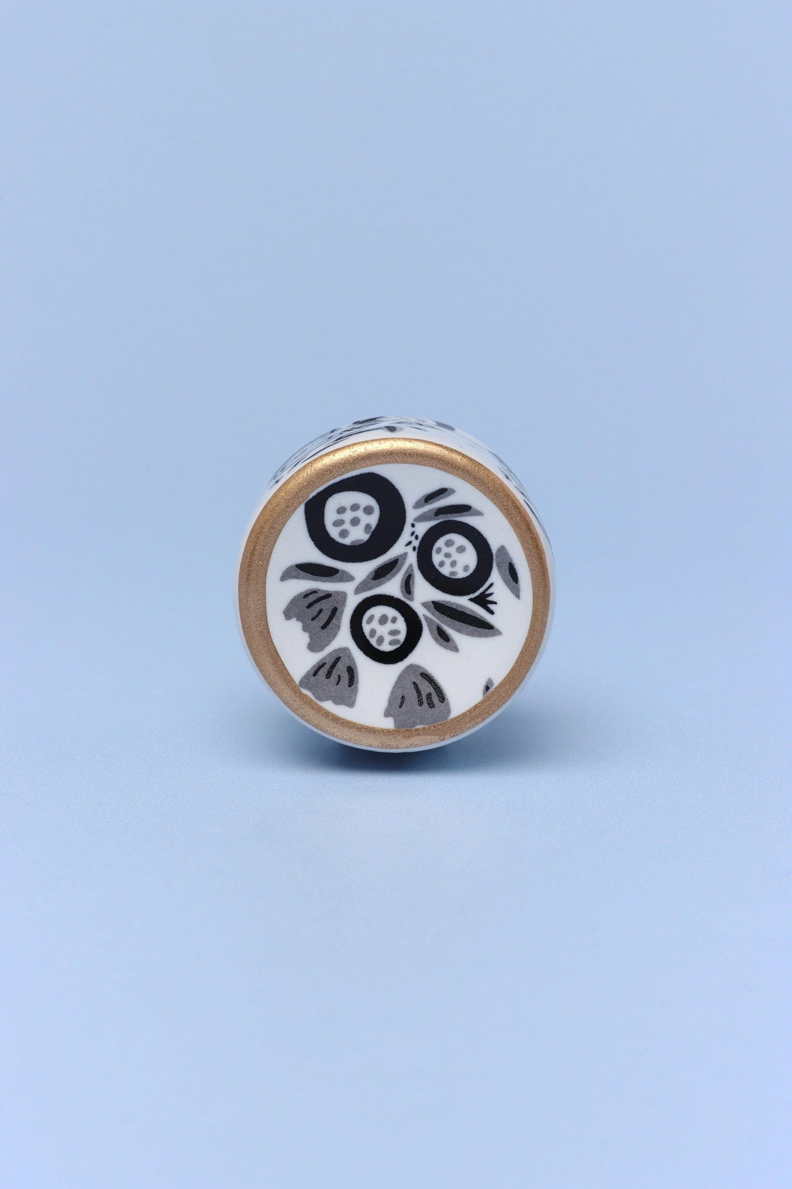 Joy Vibes Hand-Painted Cylinder Ceramic Cabinet Knob — close-up view, G Decor