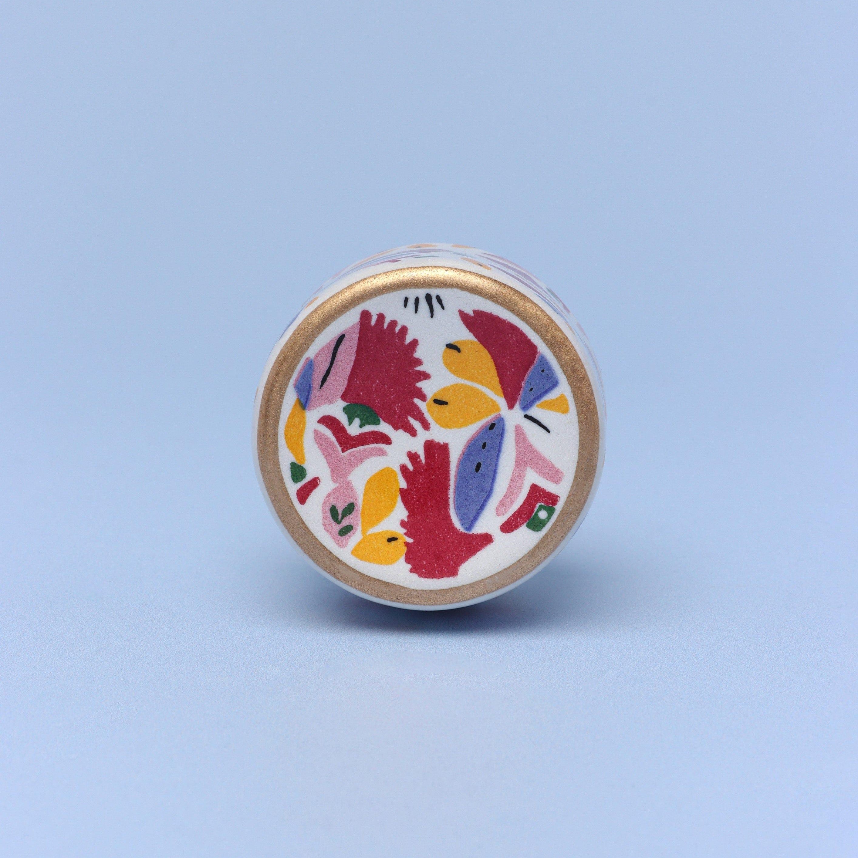 Joy Vibes Handpainted Cylinder Door Knob Ceramic Door Pull - G Decor