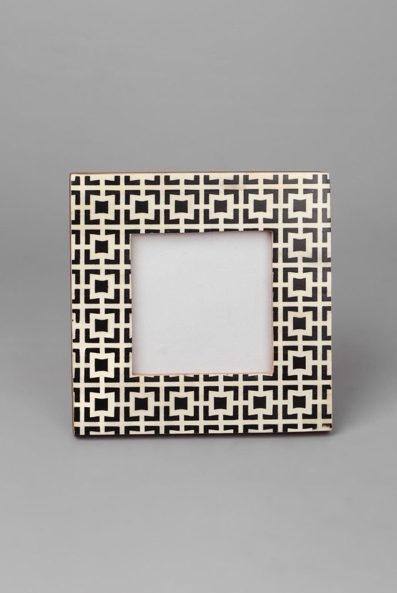 Kyoto Handcrafted Black Cubic Pattern Photo Frame Zen Picture Display - G Decor