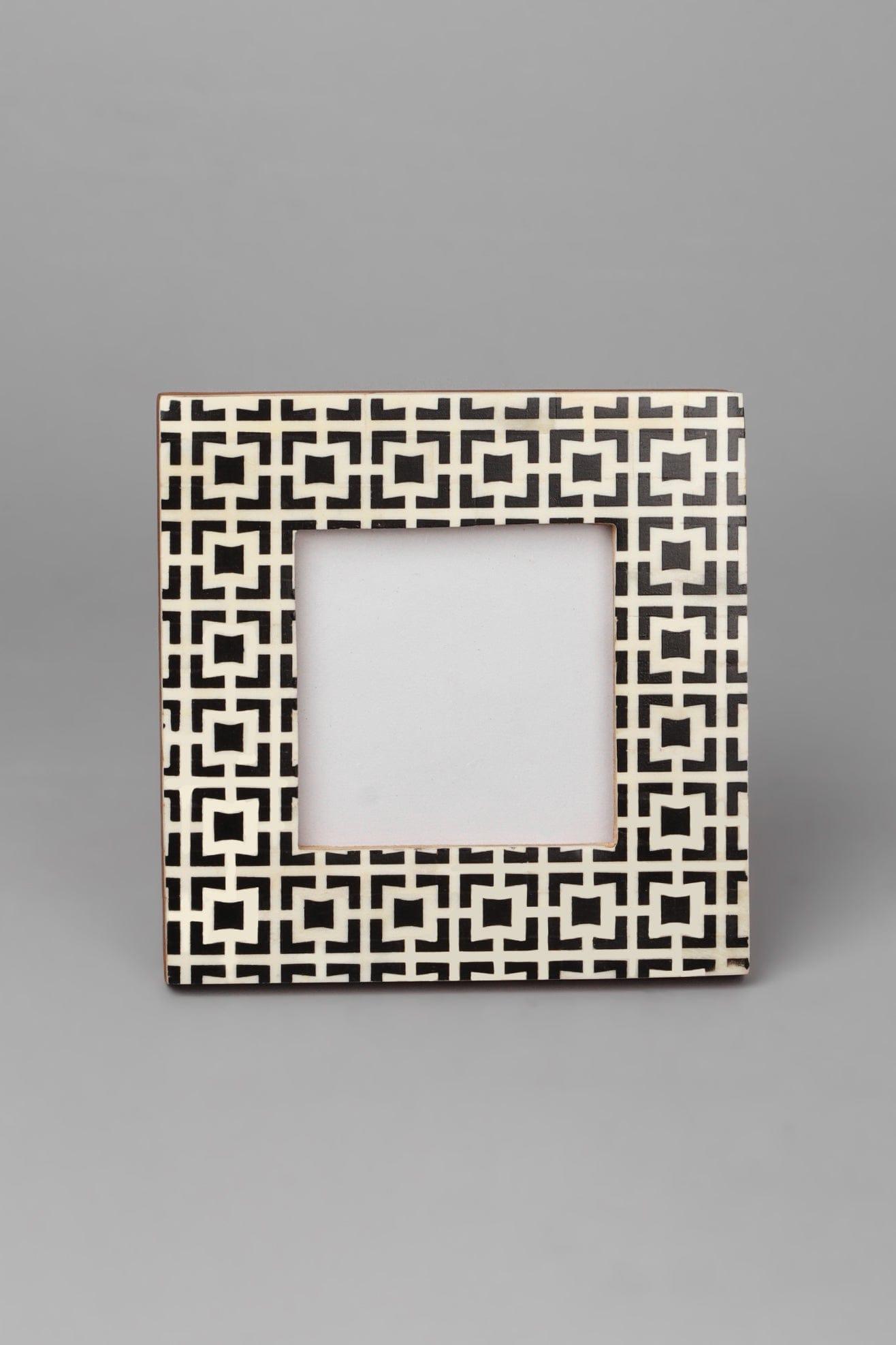 Kyoto Handcrafted Black Cubic Pattern Photo Frame Zen Picture Display - G Decor