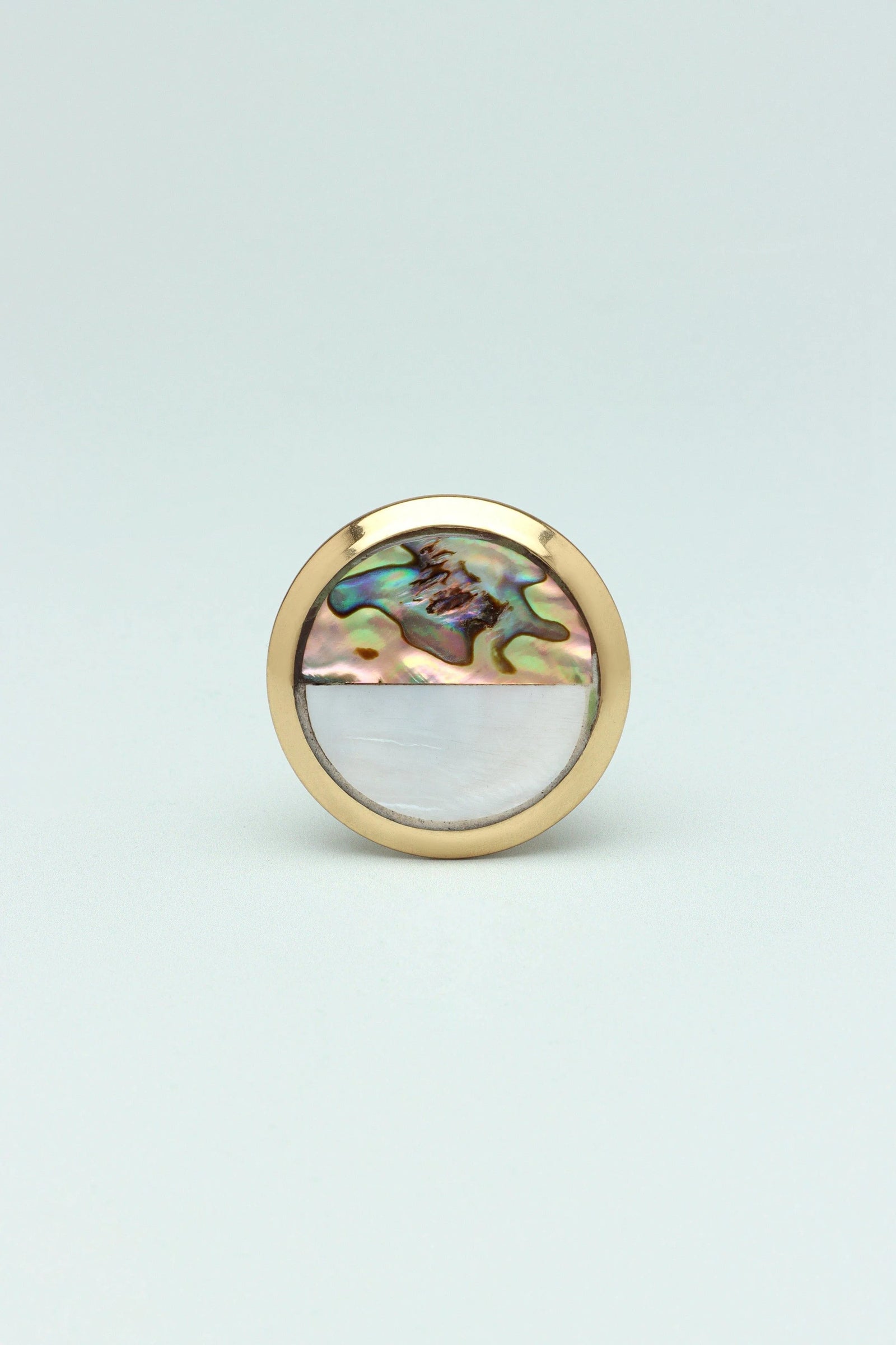 La Belle Mother of Pearl and Polished Brass Cabinet Pull Knob — lifestyle view, G Decor