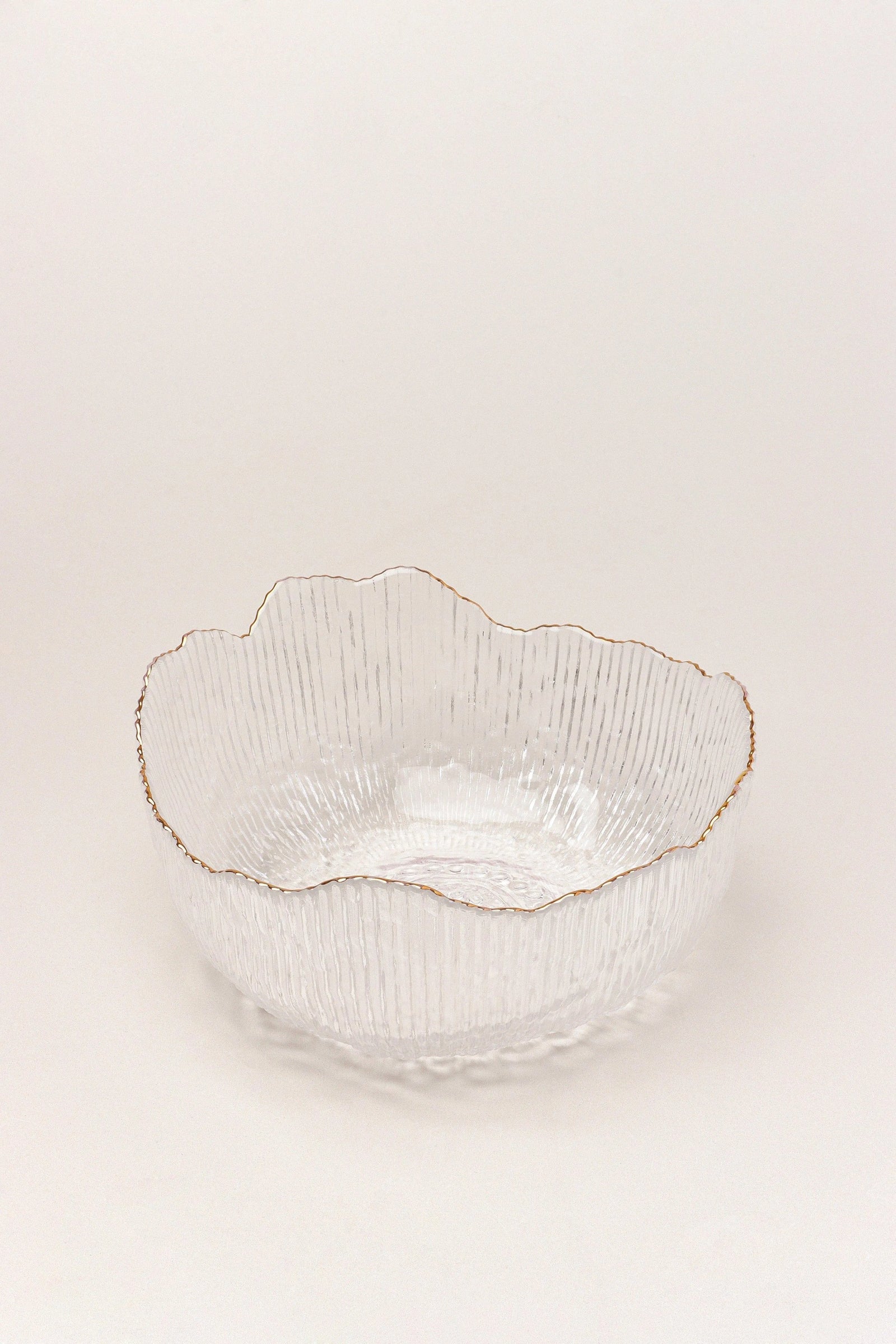 Large Calypso Pressed Glass Serving Bowl with Gold Rim — alternate view, G Decor